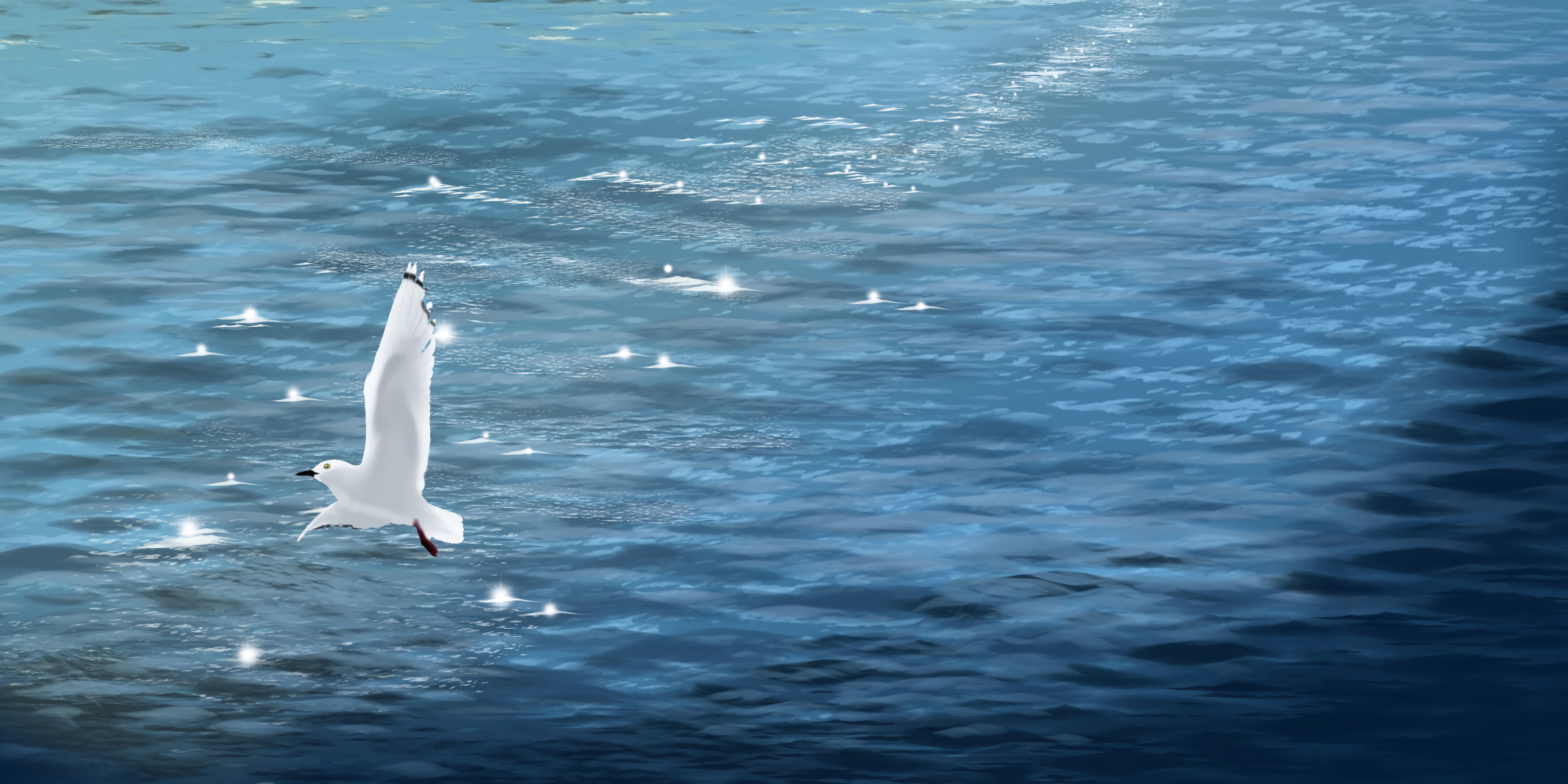 Download background art, sea, bird, gull, seagull