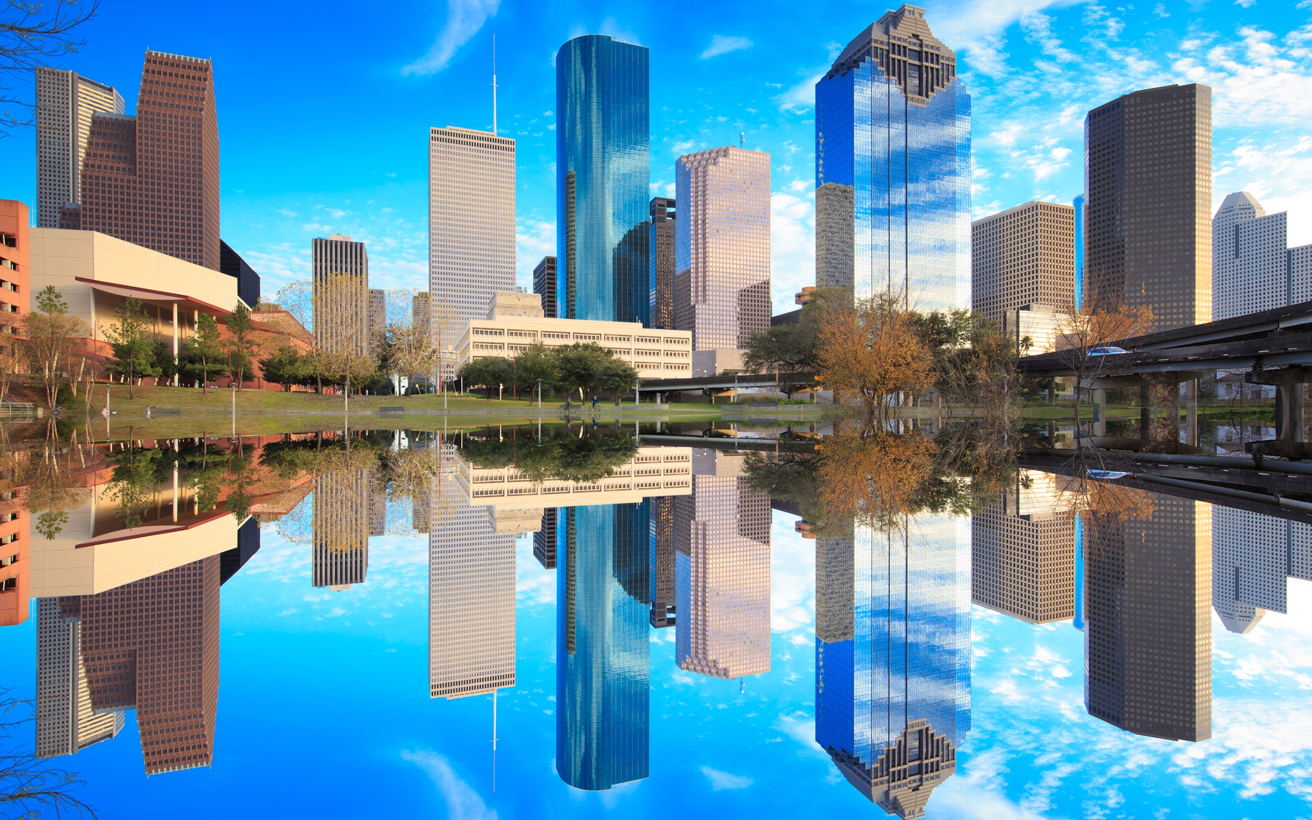 man made, houston, city, reflection, texas, cities
