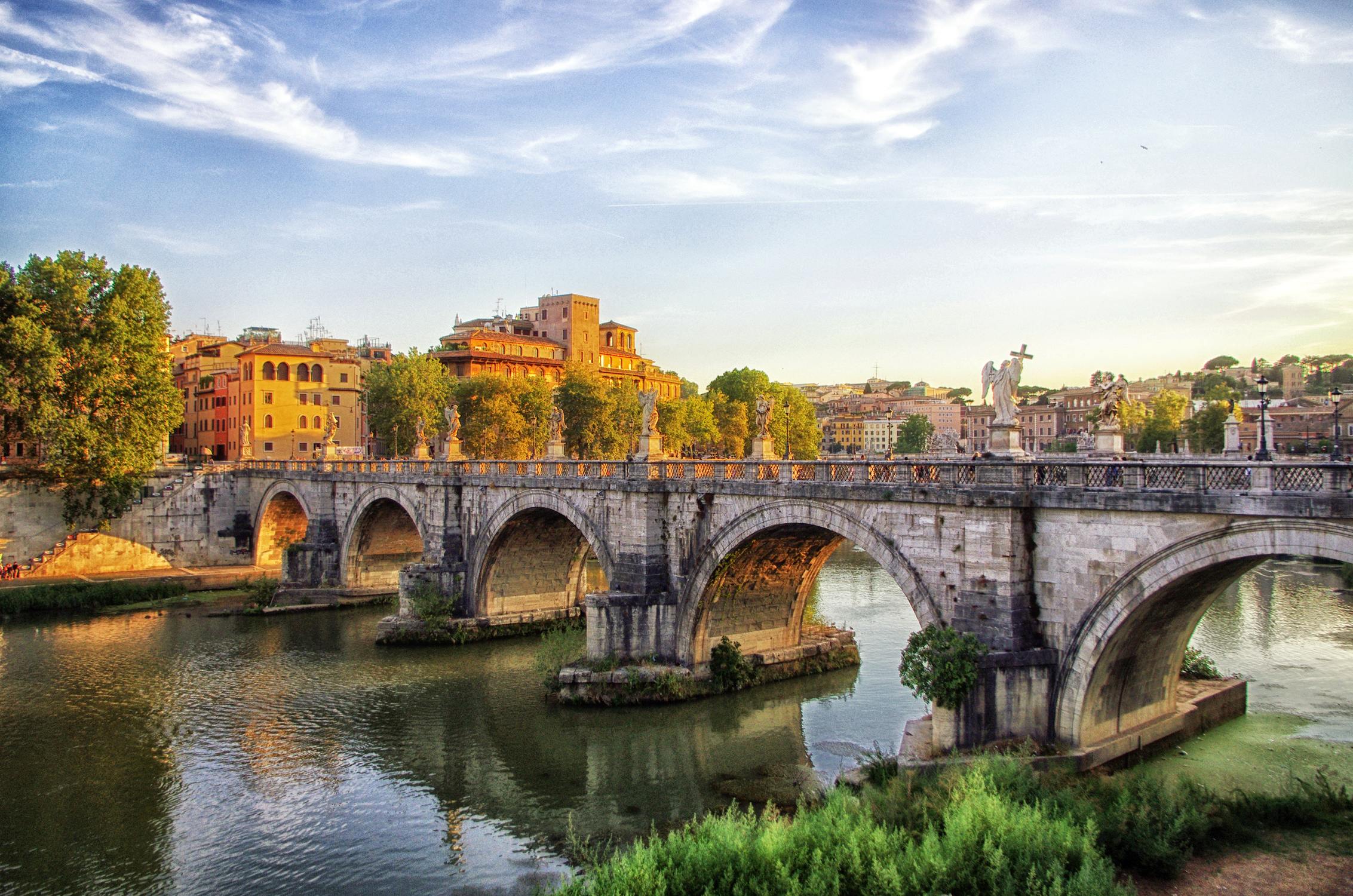 rome, man made, bridge, city, italy, river, cities lock screen backgrounds