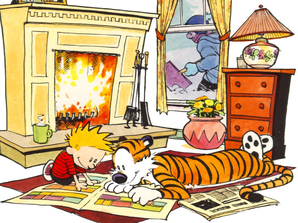 calvin & hobbes, hobbes (calvin & hobbes), comics, calvin (calvin & hobbes) wallpapers for tablet