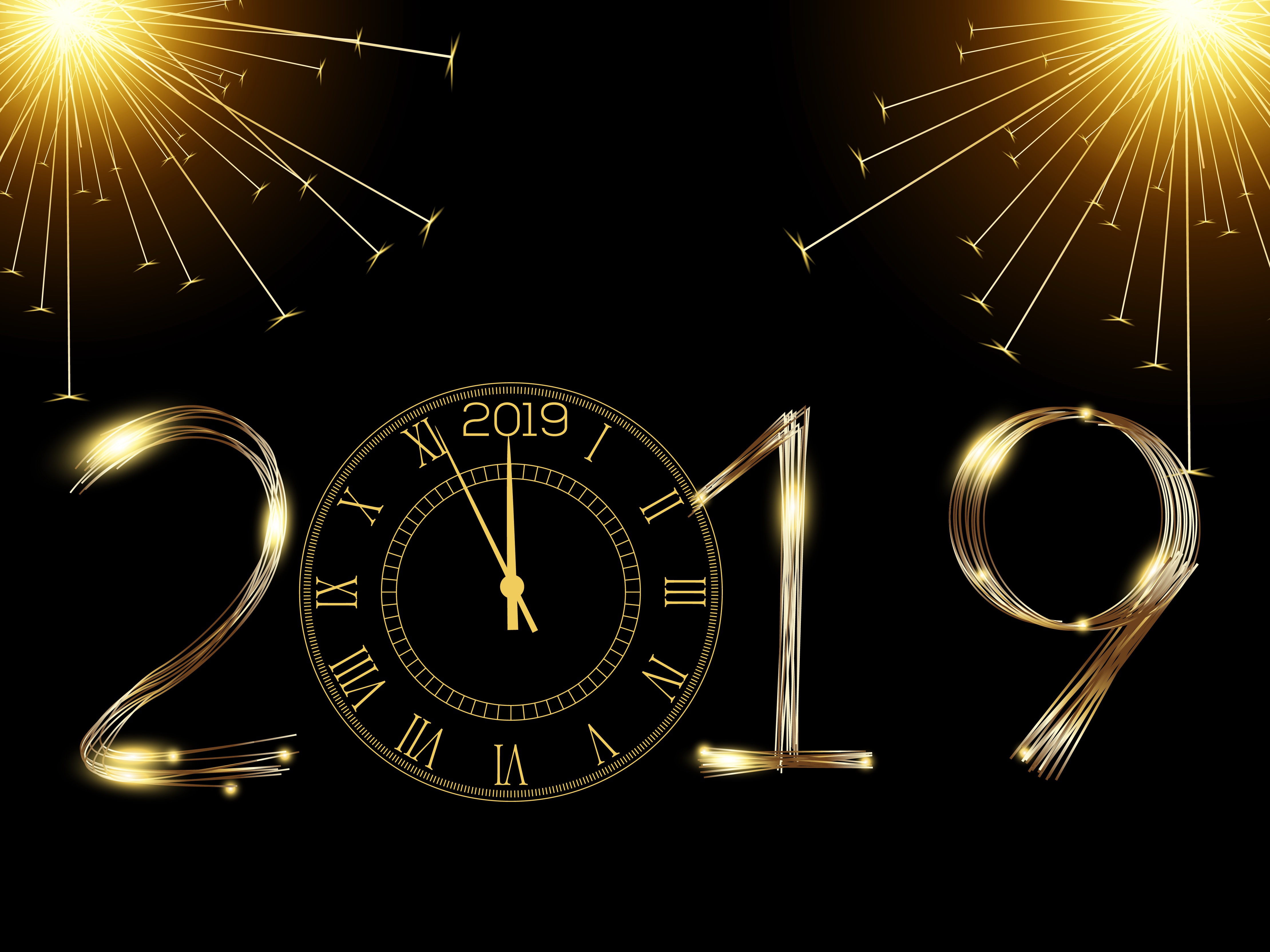 920232 завантажити шпалери свято, новий рік 2019, годинник - заставки і картинки безкоштовно