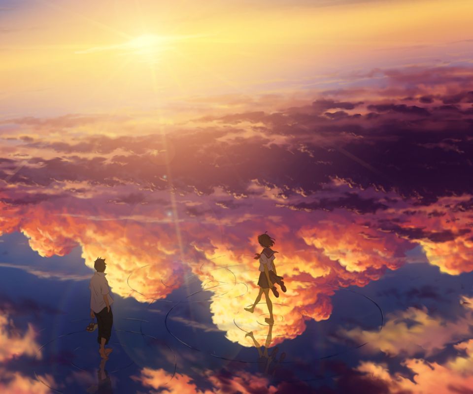 Images Boys Anime Sky Clouds 1366x768