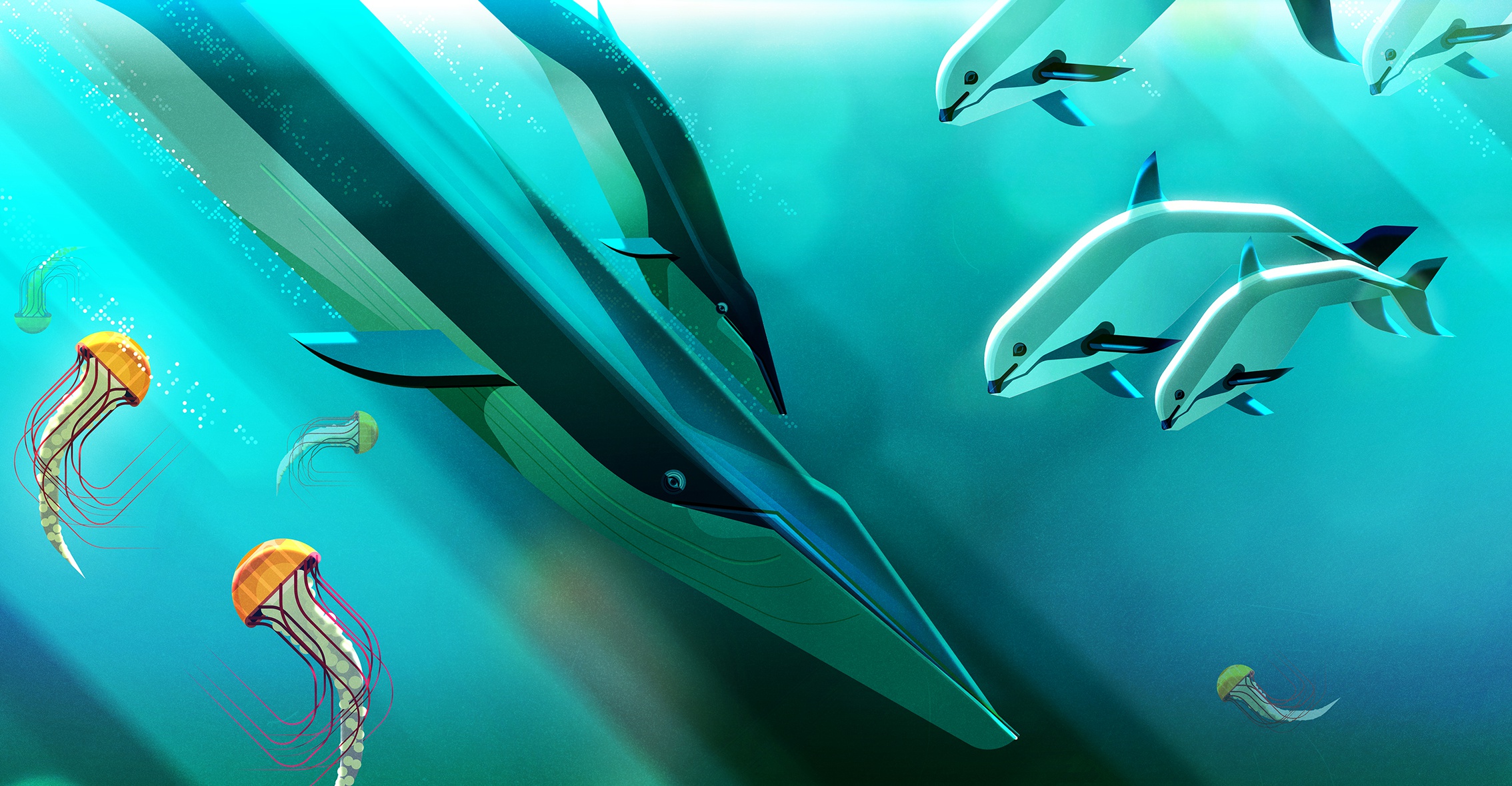 Free download wallpaper Jellyfish, Animal, Dolphin, Whale, Underwater, Sea Life on your PC desktop