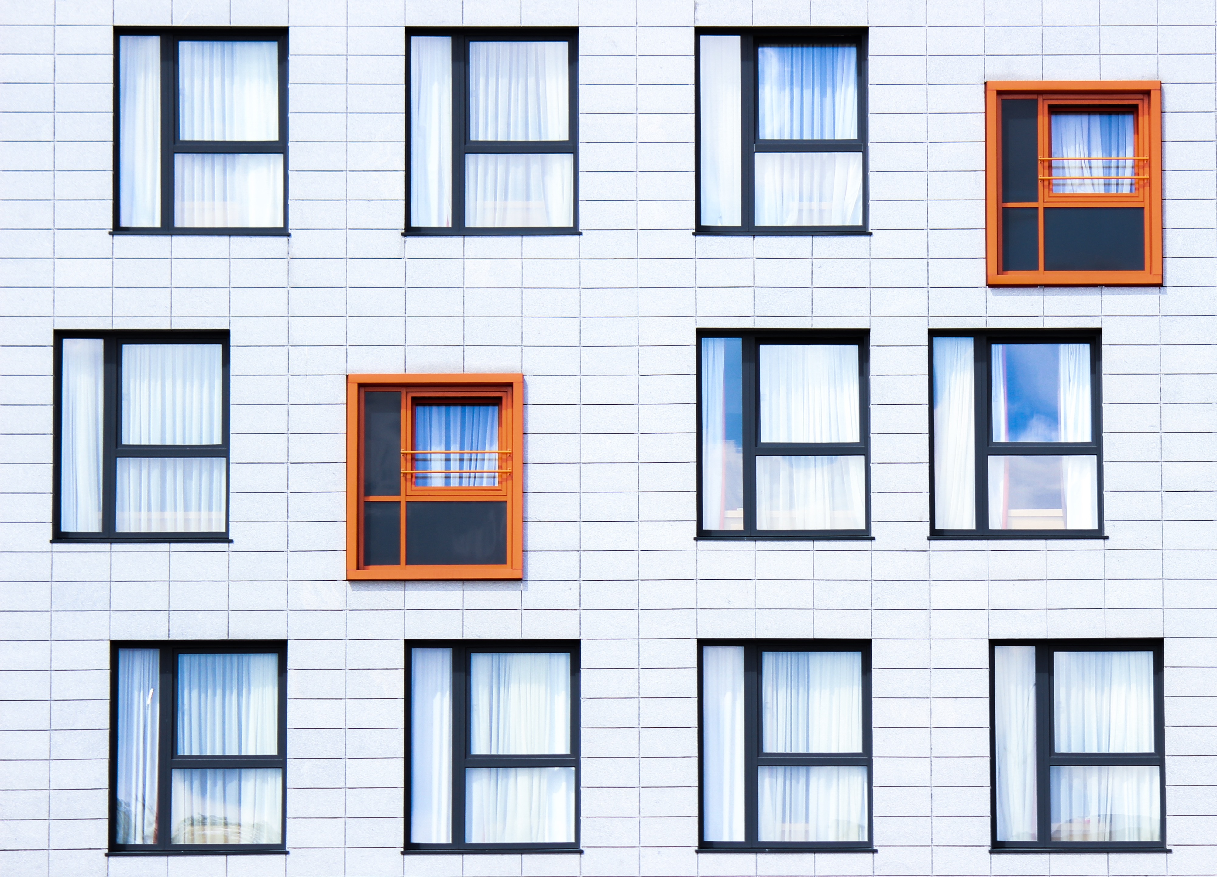 windows, building, minimalism, facade, contrast