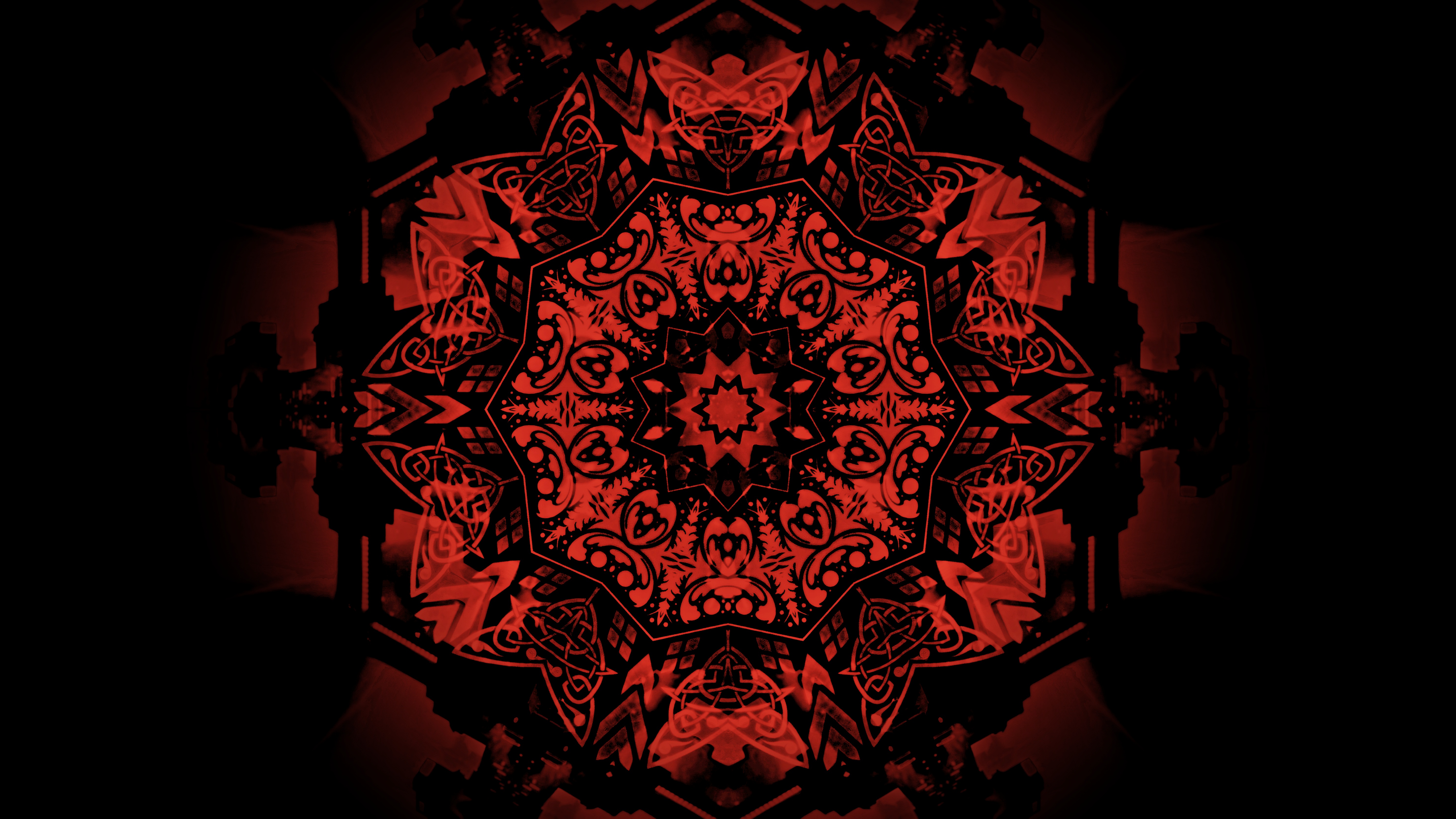 mandala, abstract, pattern, red