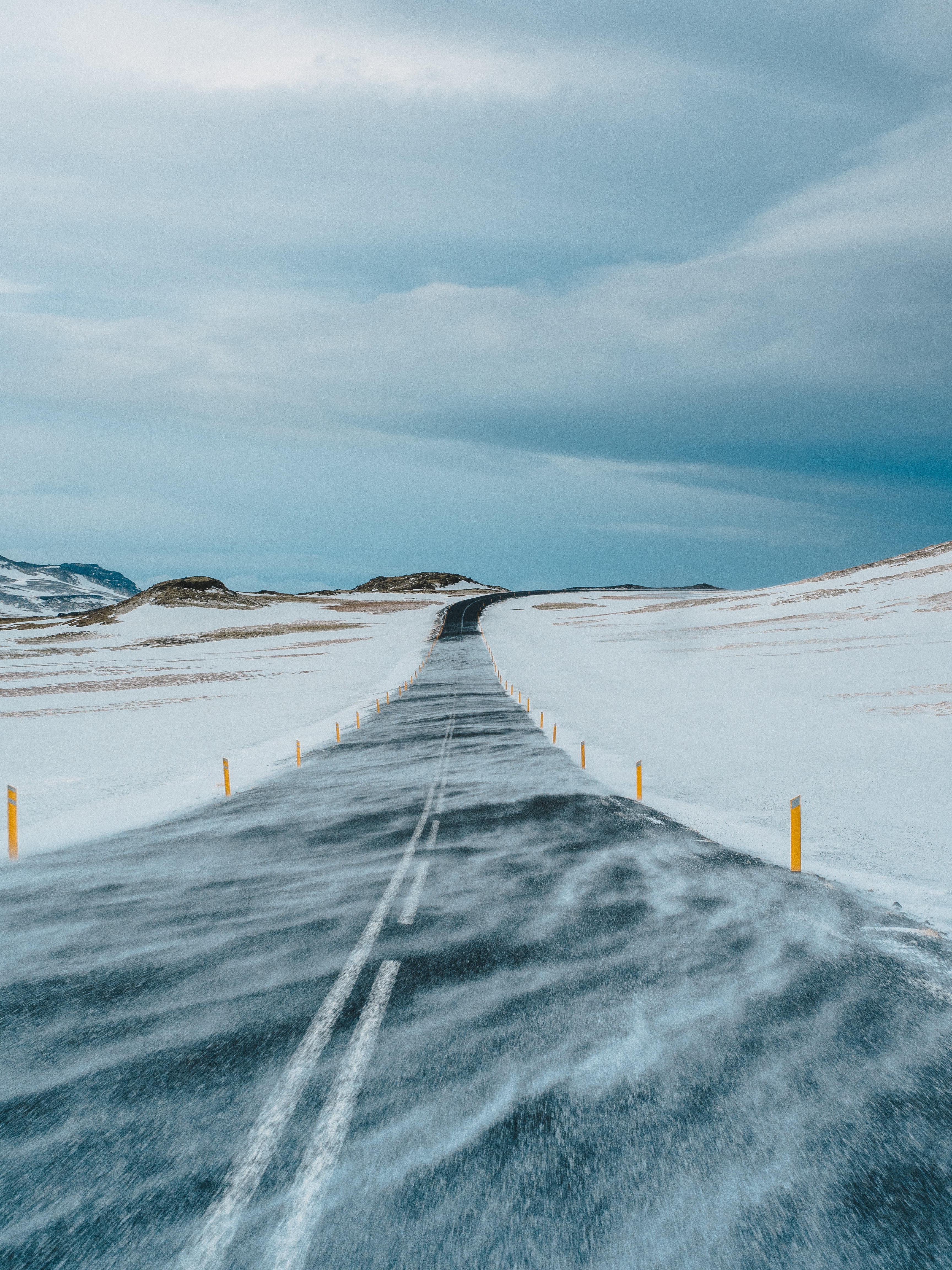 winter, nature, snow, road, markup, direction cell phone wallpapers