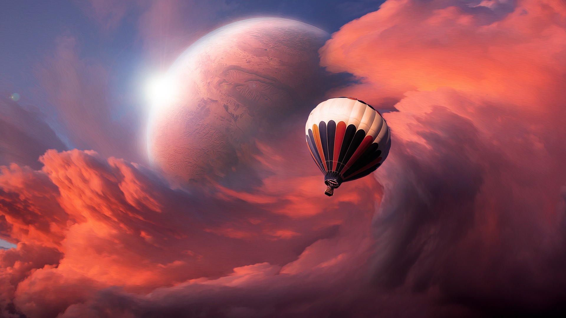 balloons, transport, sky, red download HD wallpaper