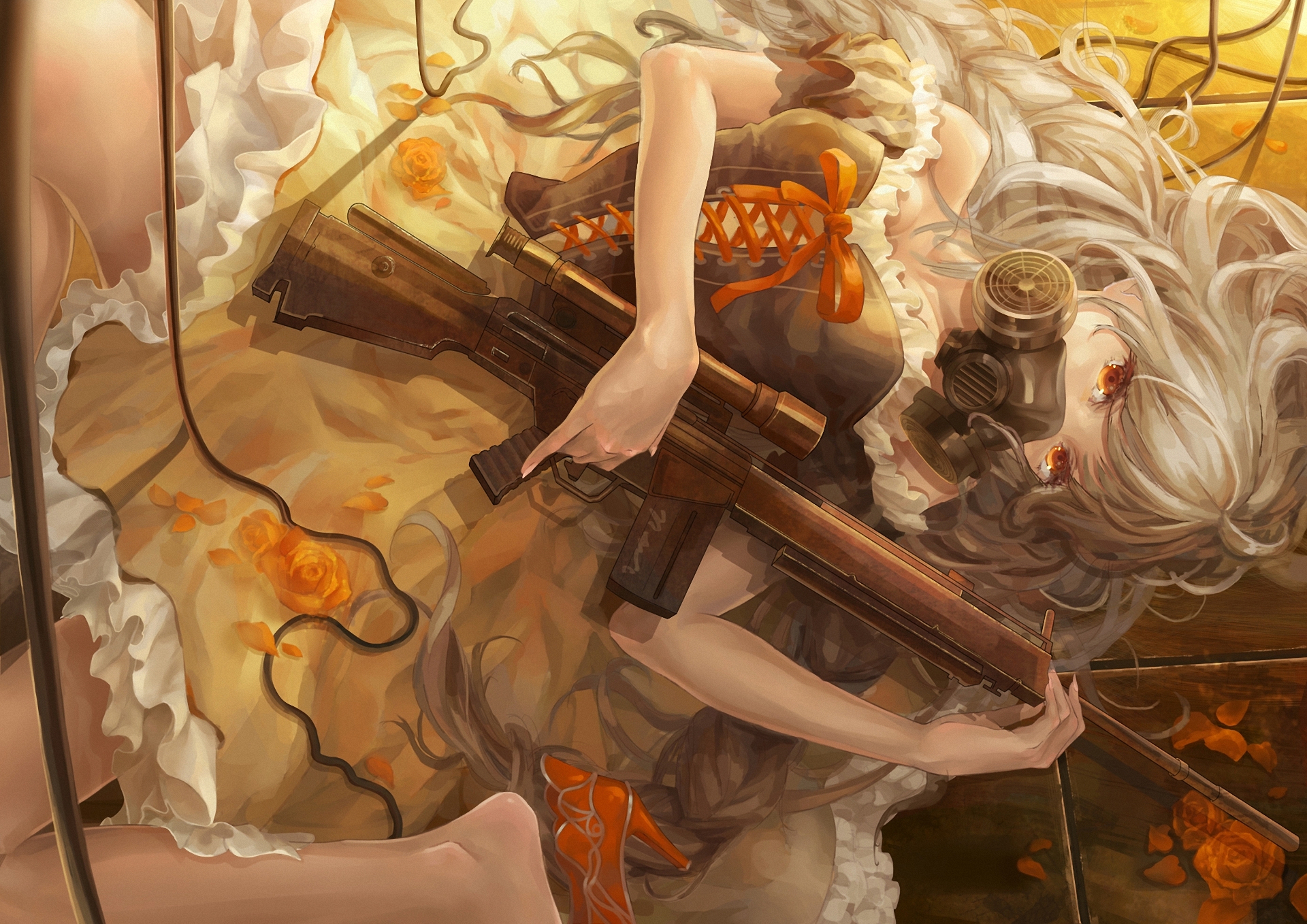 Женщина с оружием арт аниме