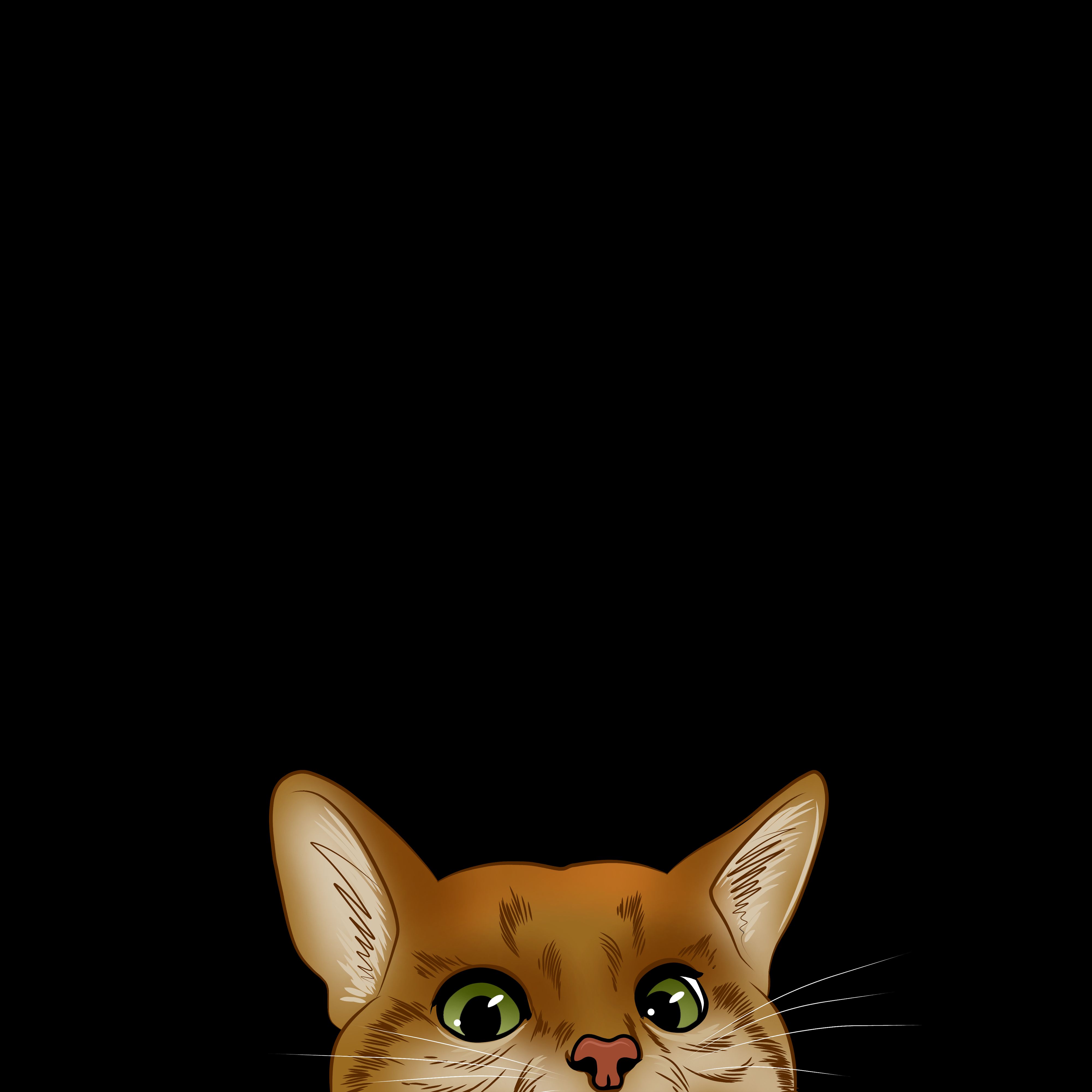 Download mobile wallpaper Muzzle, Peek Out, Hide, Look Out, Cat, Art for free.