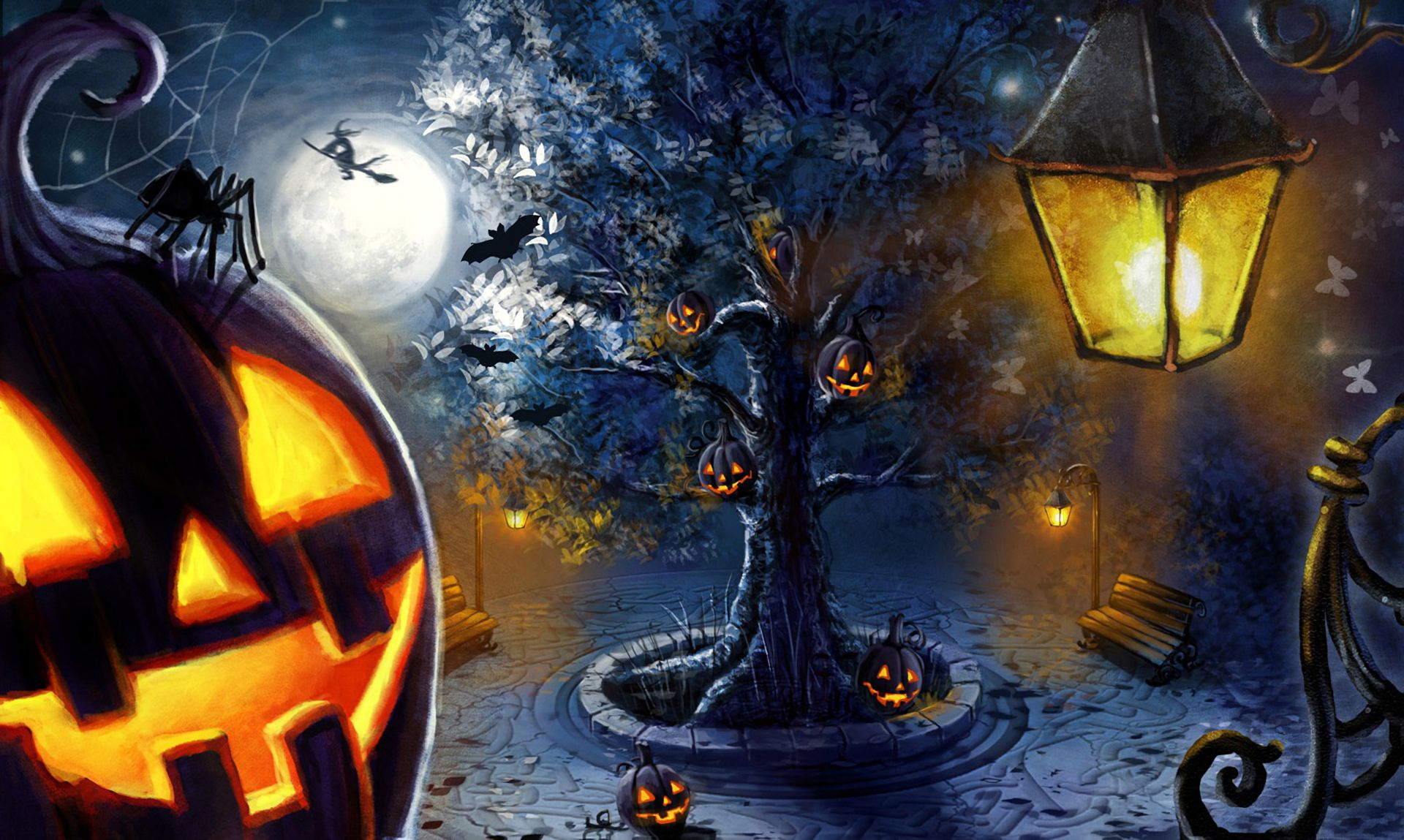 halloween, holiday, jack o' lantern, lantern, tree
