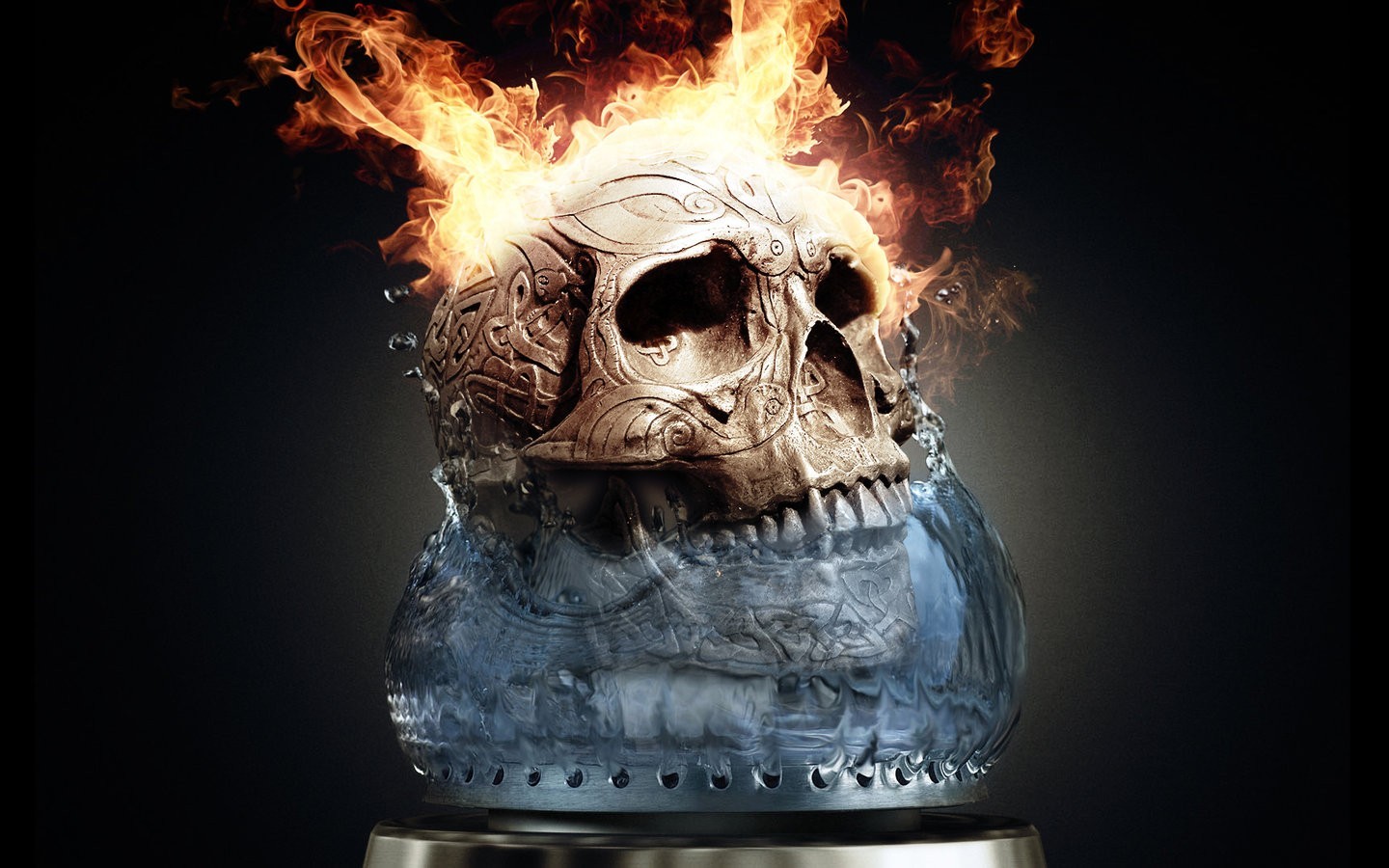 objects, death, skeletons, art, fire High Definition image