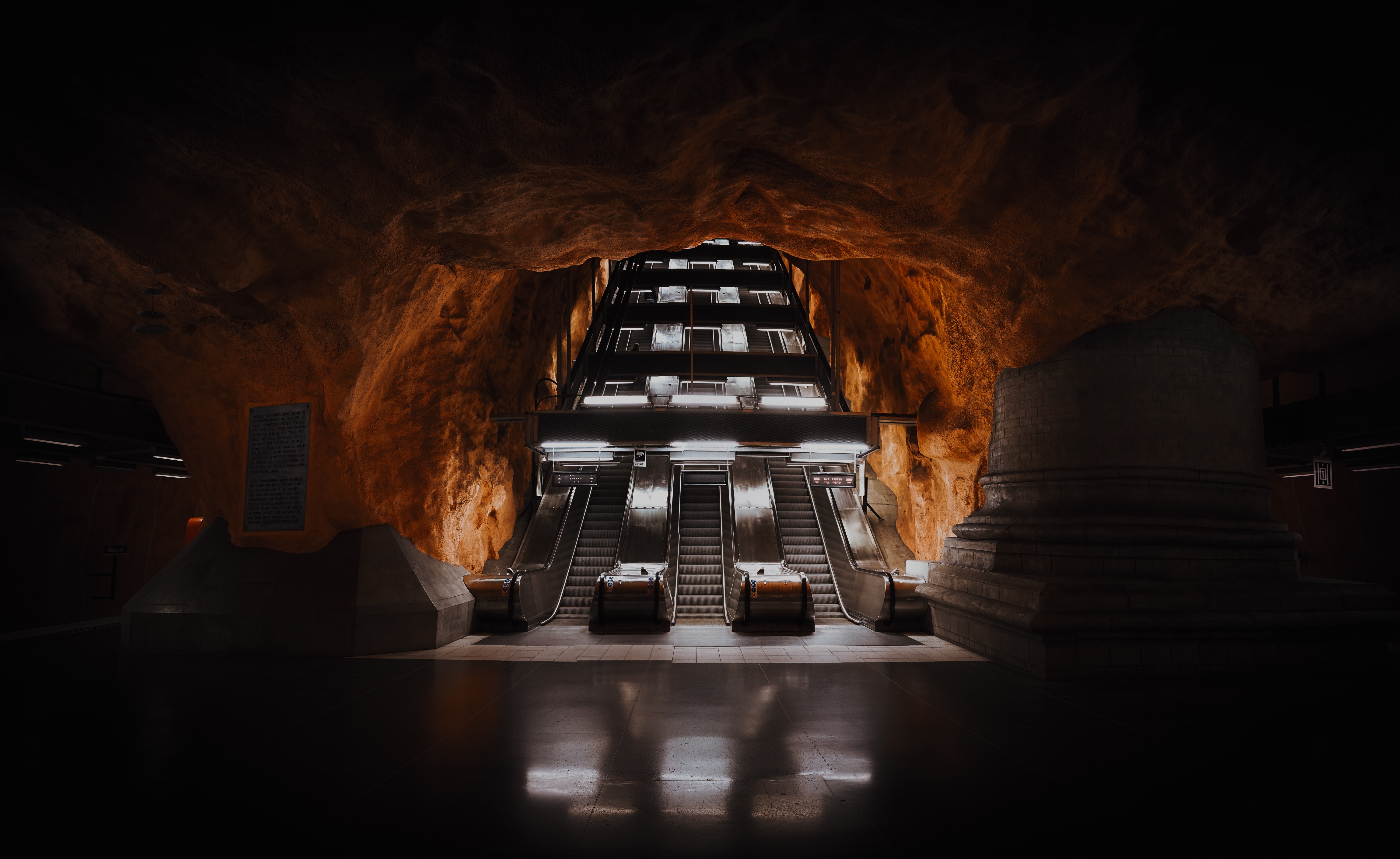 tunnel, dark, miscellanea, miscellaneous, metro, subway, escalator QHD