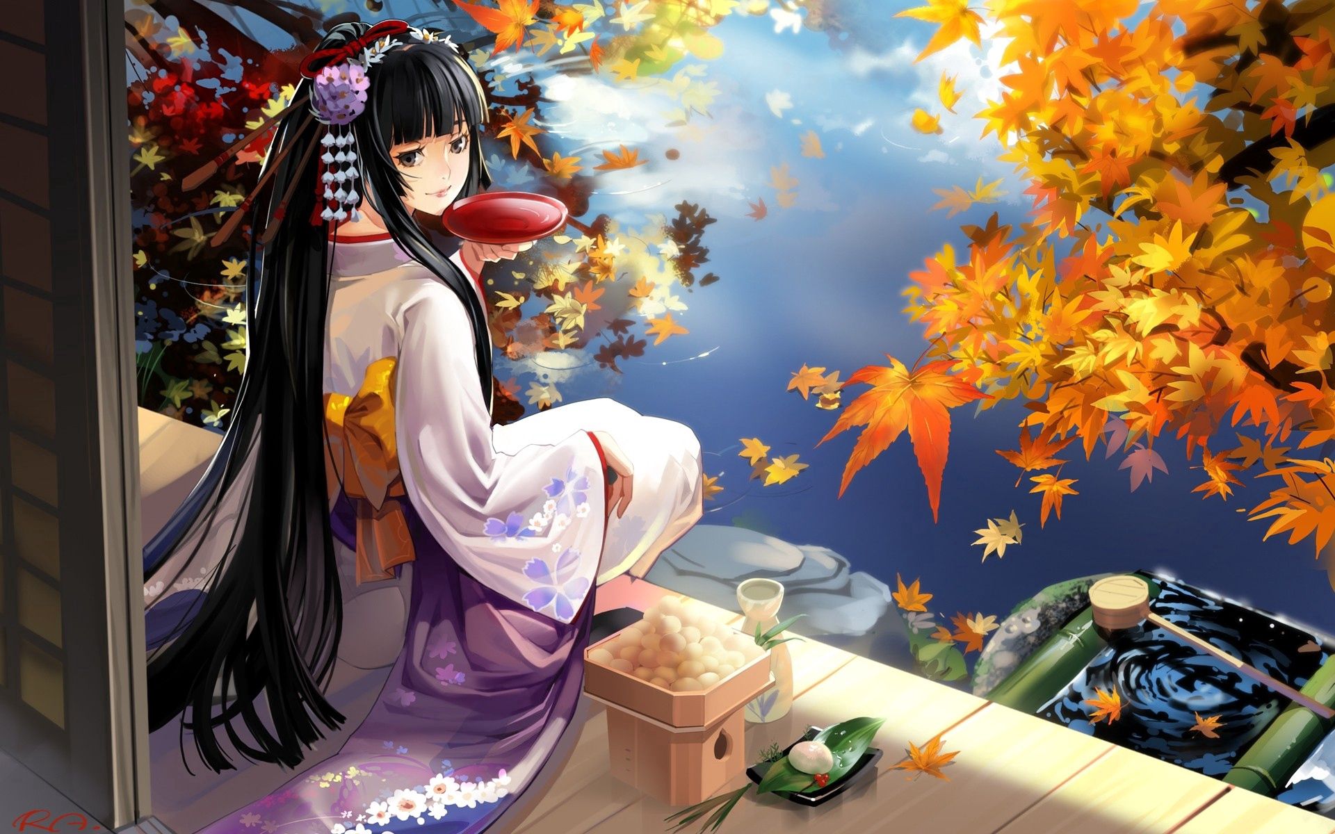 Laden Sie das Geisha, Kimono, Mädchen, Anime-Bild kostenlos auf Ihren PC-Desktop herunter