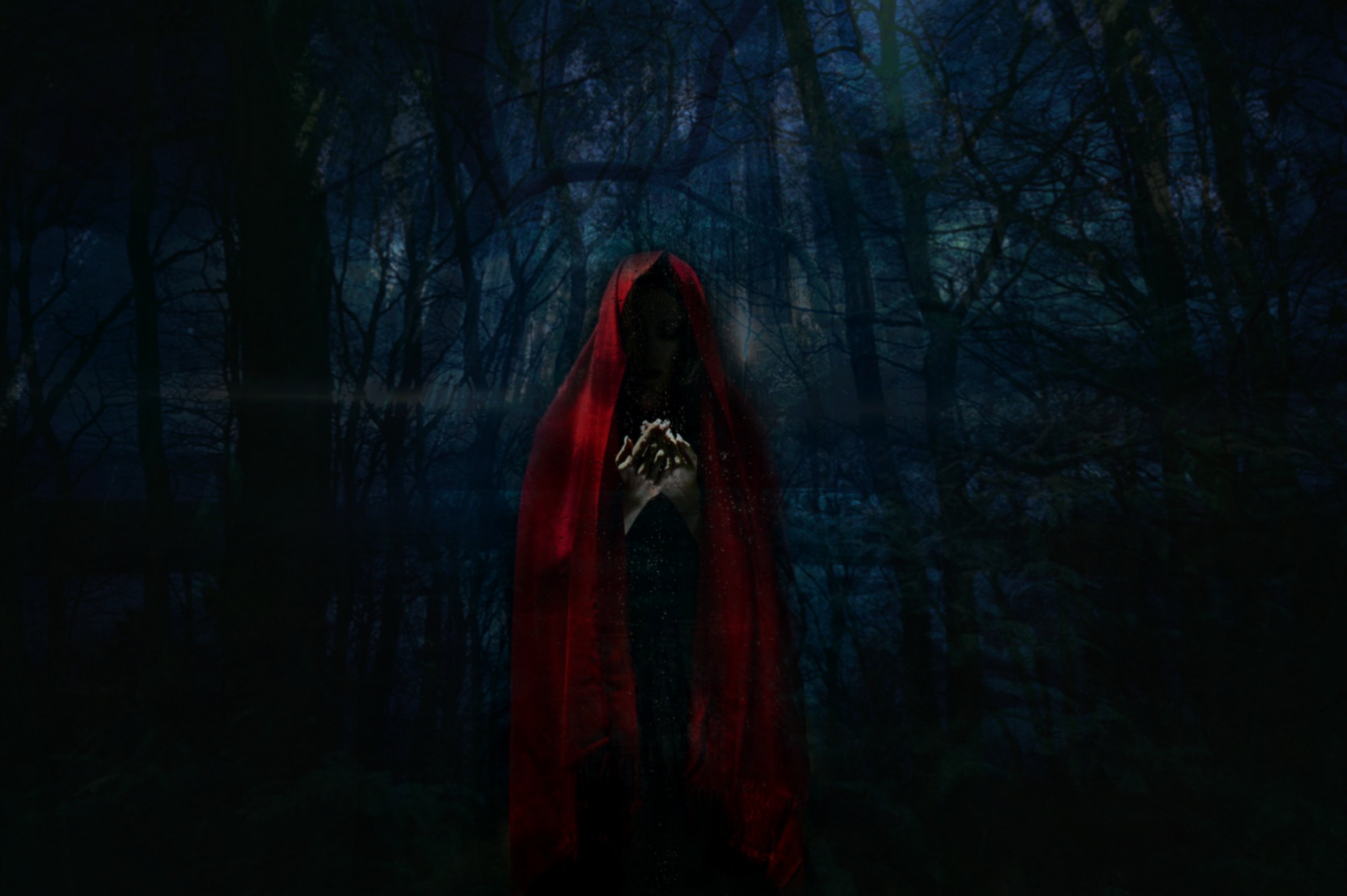 art, gloomy, female, woman, forest, spooky, eerie, mantle Phone Background