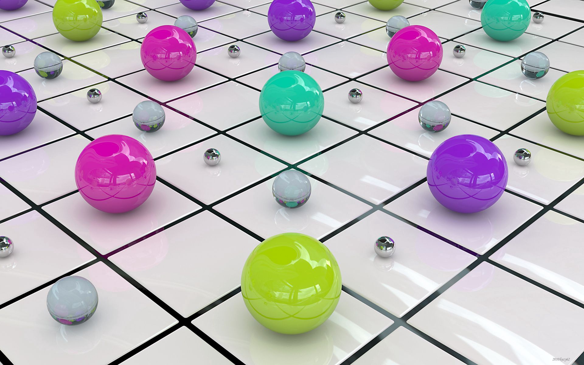 vertical wallpaper bright, balls, 3d, glass