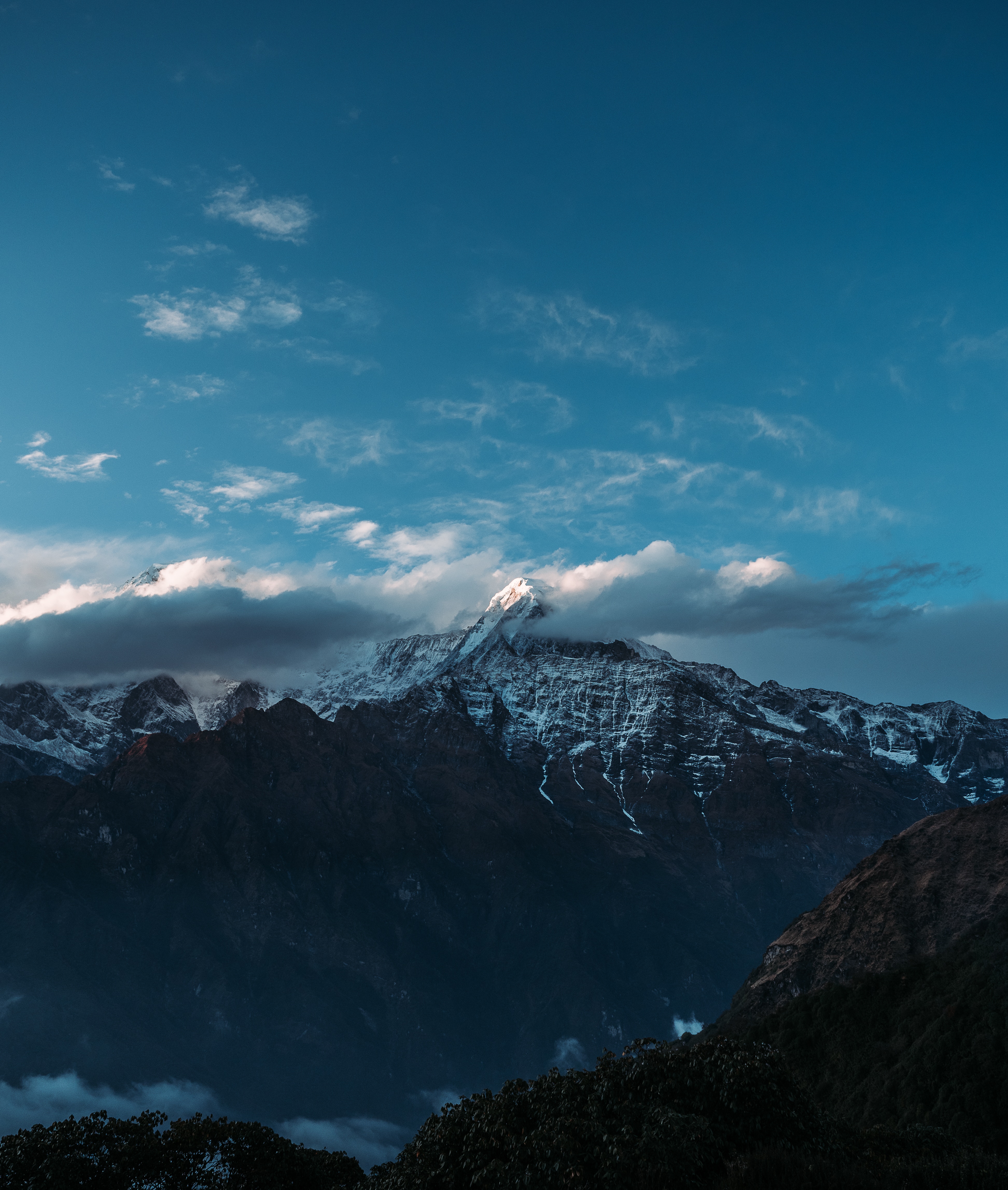 himalayas, mountains, clouds, nature, sky, vertex, tops lock screen backgrounds