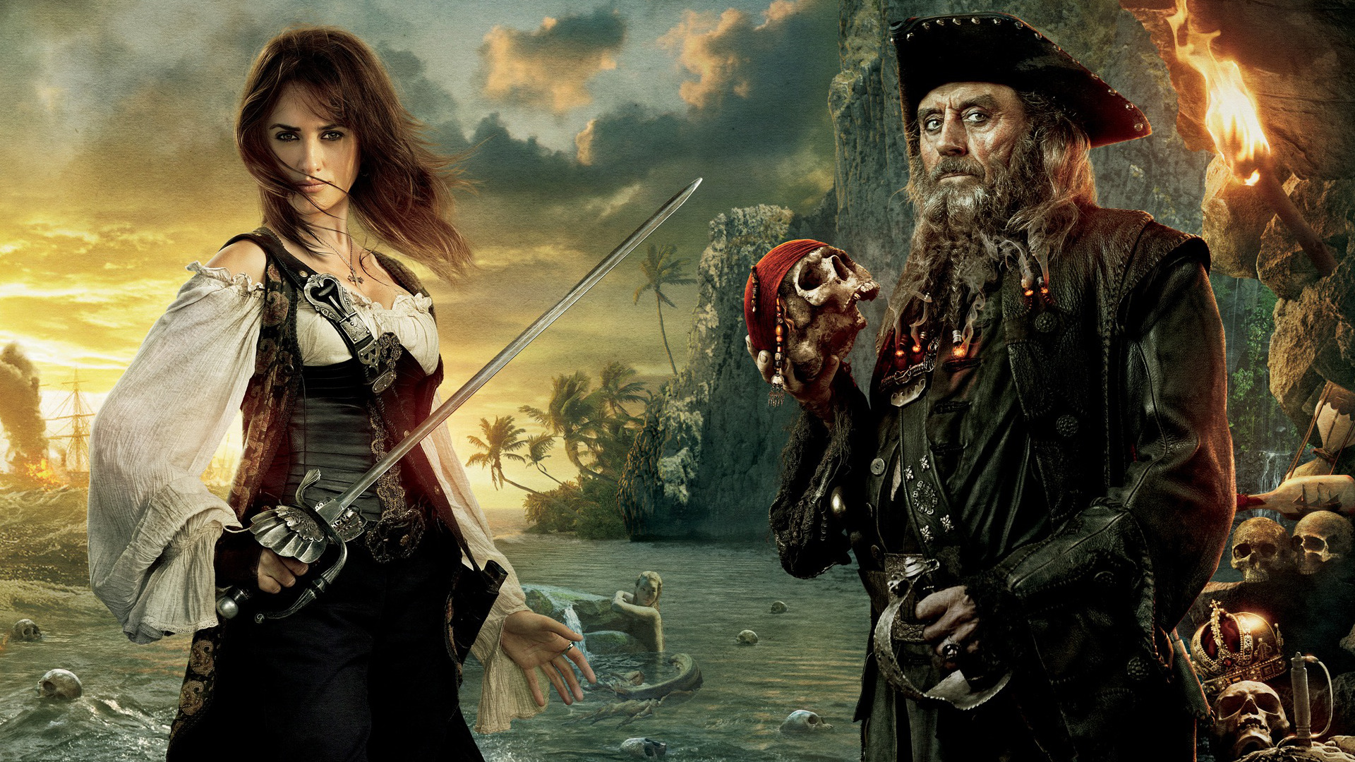 movie, pirates of the caribbean: on stranger tides, angelica teach, blackbeard (pirates of the caribbean), ian mcshane, penelope cruz, pirates of the caribbean