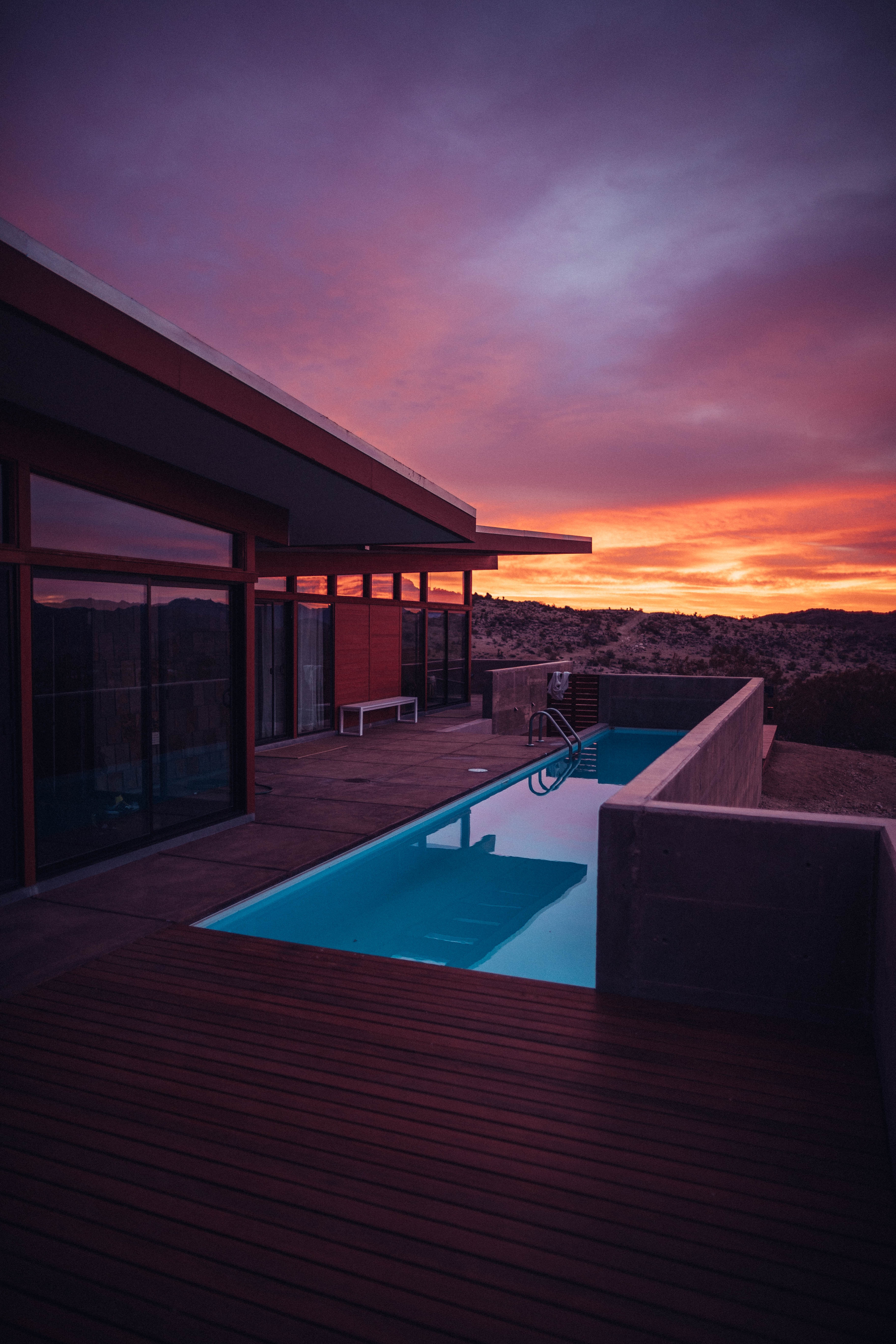 rest, balcony, sunset, miscellanea, miscellaneous, relaxation, pool Free Stock Photo