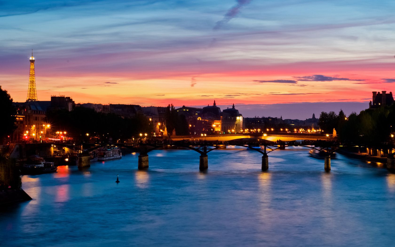 Download mobile wallpaper Cities, City, Rivers, Evening, Sunset, France, Paris for free.