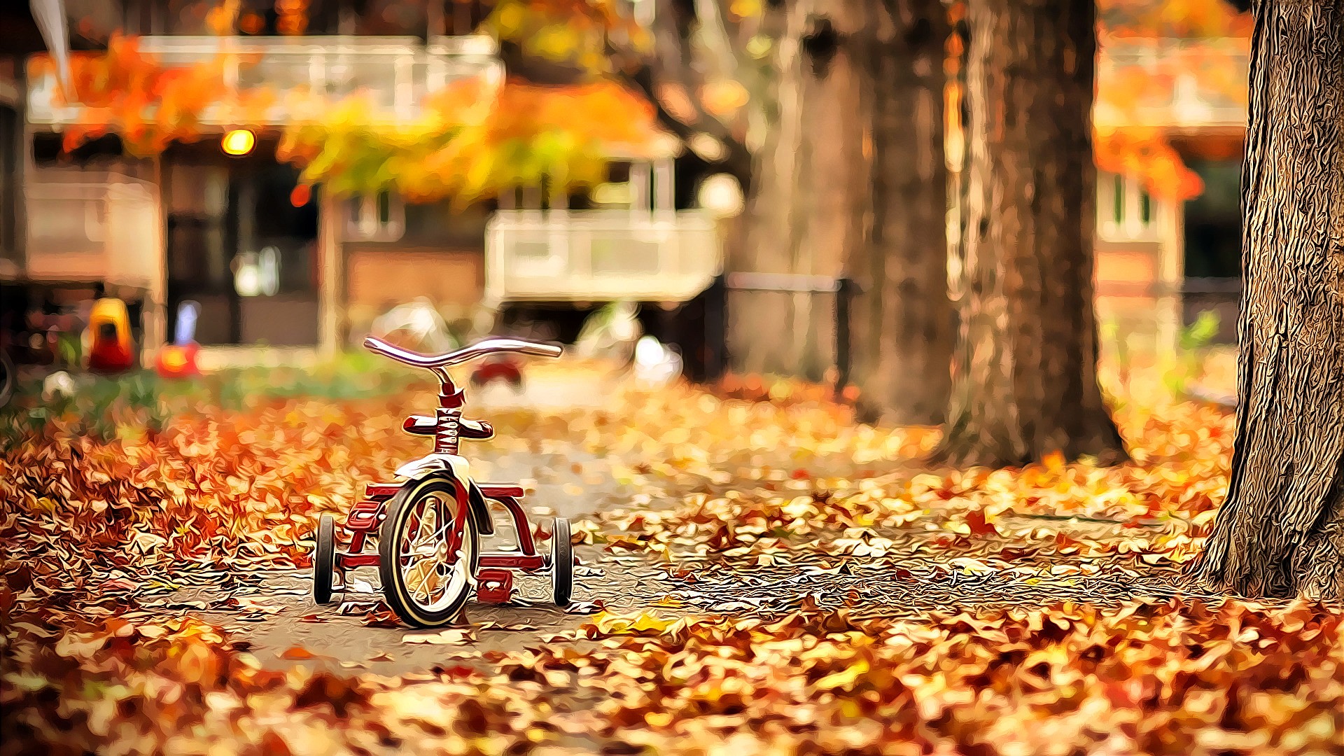 Велосипед на осенней листве
