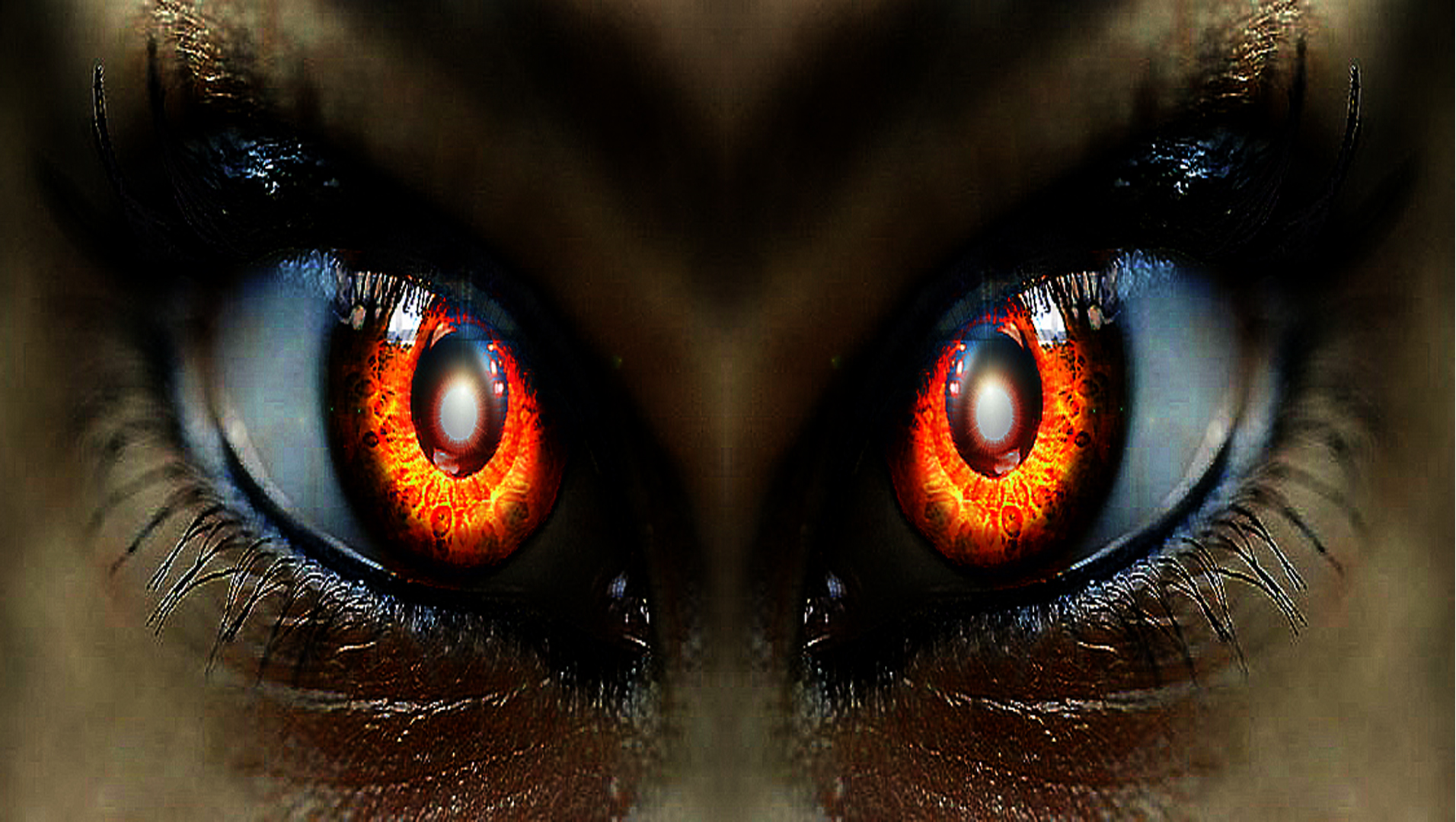 Download mobile wallpaper Fire, Dark, Eye, Evil, Orange (Color) for free.