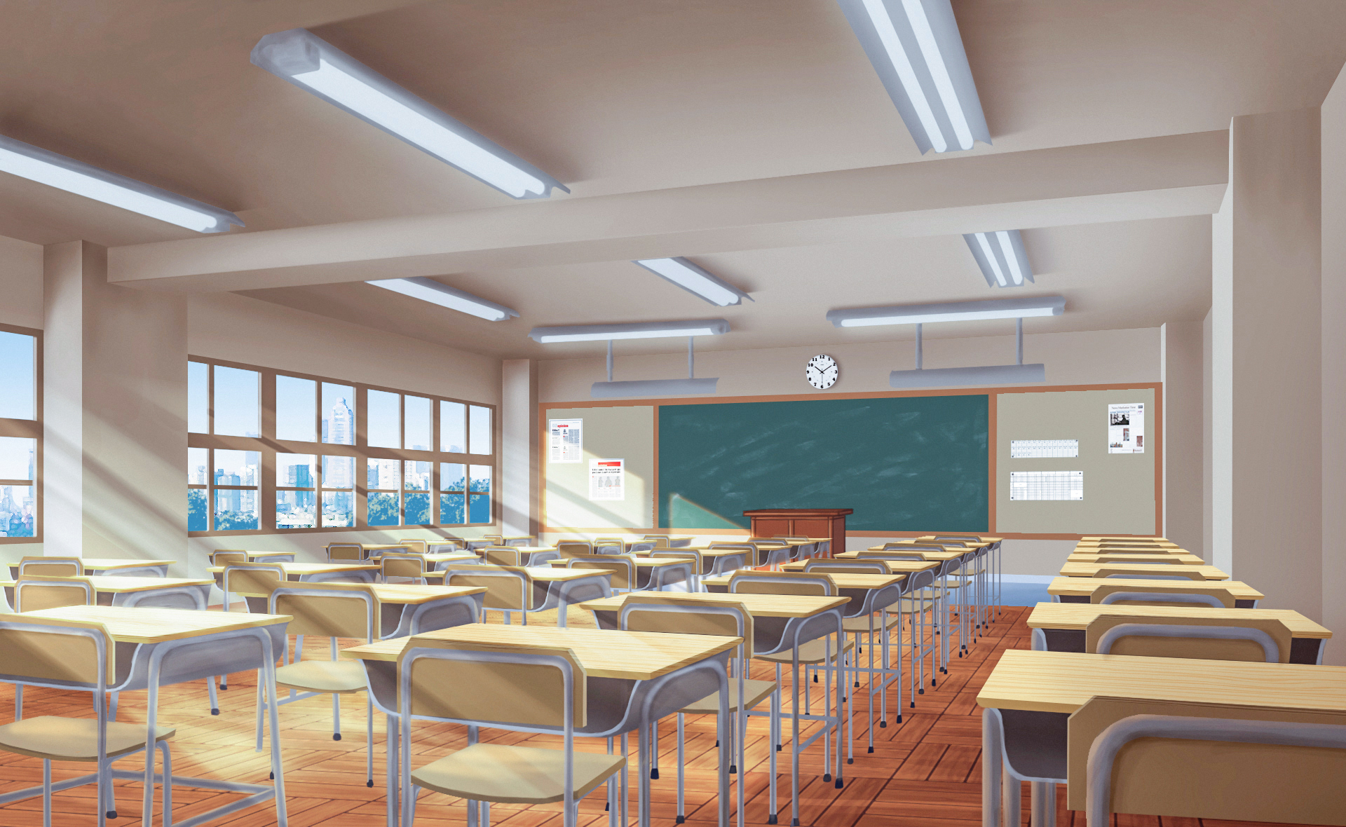 Download Anime Classroom With Sunlight Wallpaper