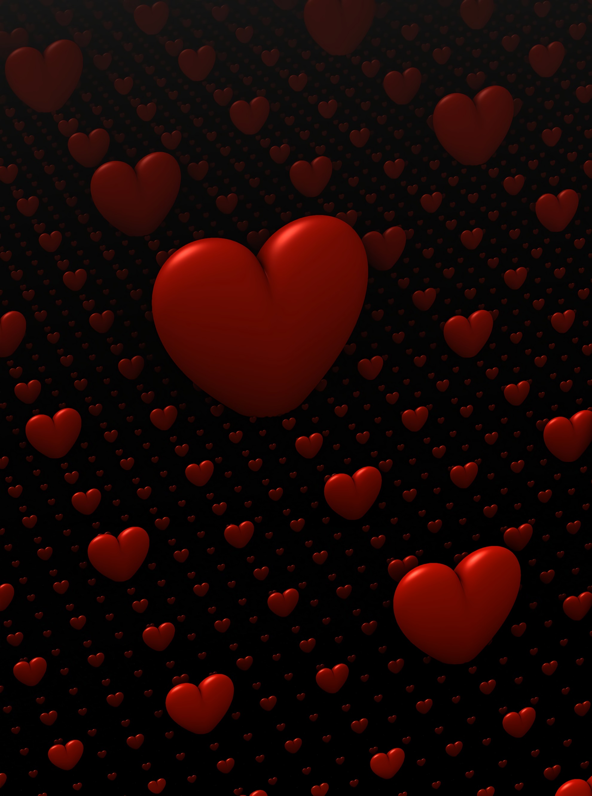 hearts, red, 3d, love