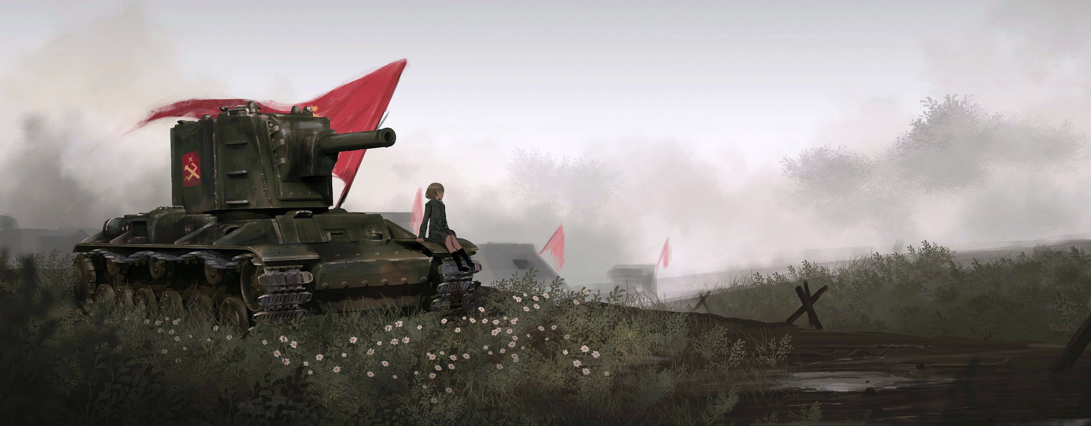 anime girls, tank, M103, rain, umbrella, military vehicle, vehicle, anime |  1665x900 Wallpaper - wallhaven.cc
