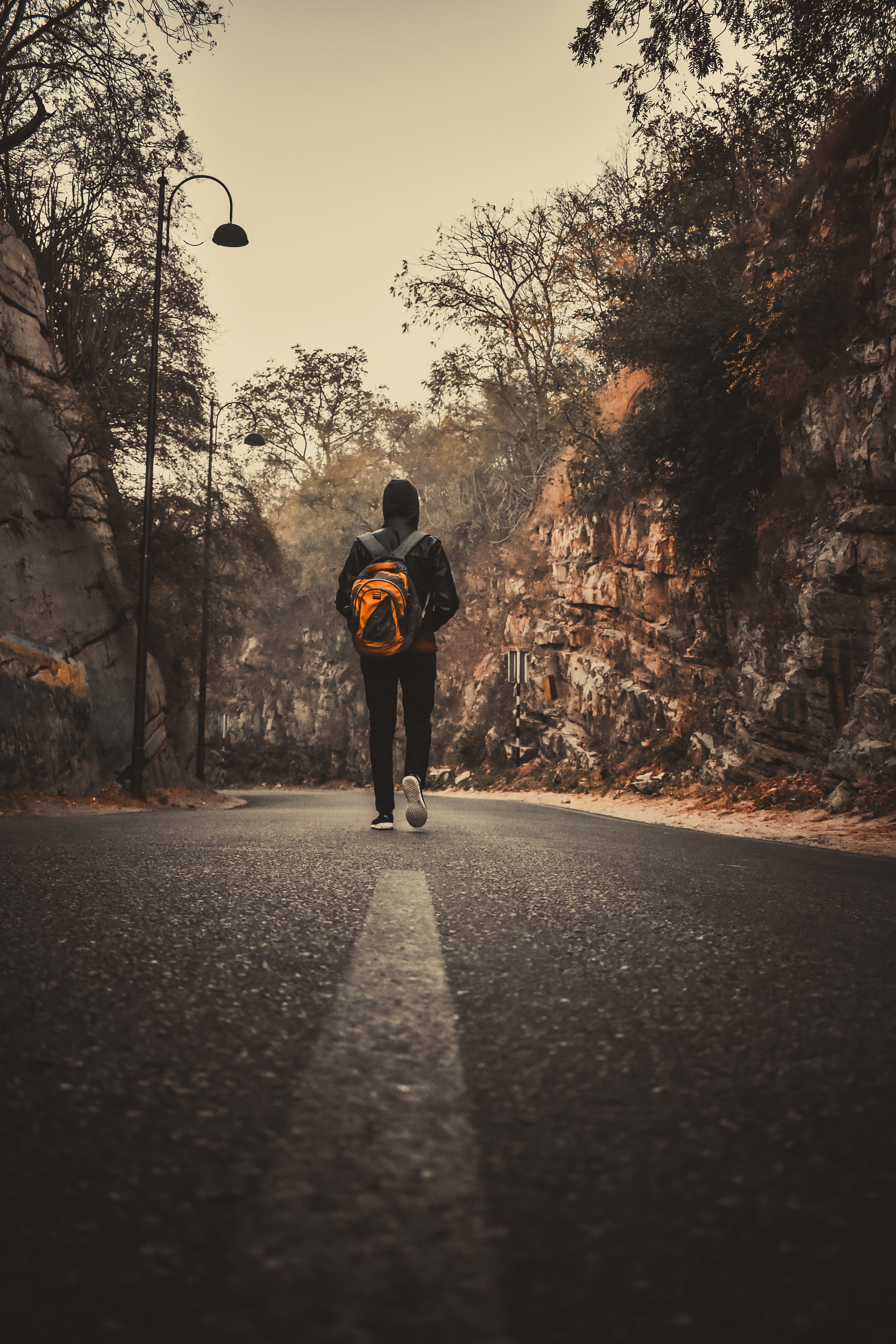 alone, sadness, sorrow, backpack, miscellanea, miscellaneous, road, loneliness, lonely, rucksack download HD wallpaper