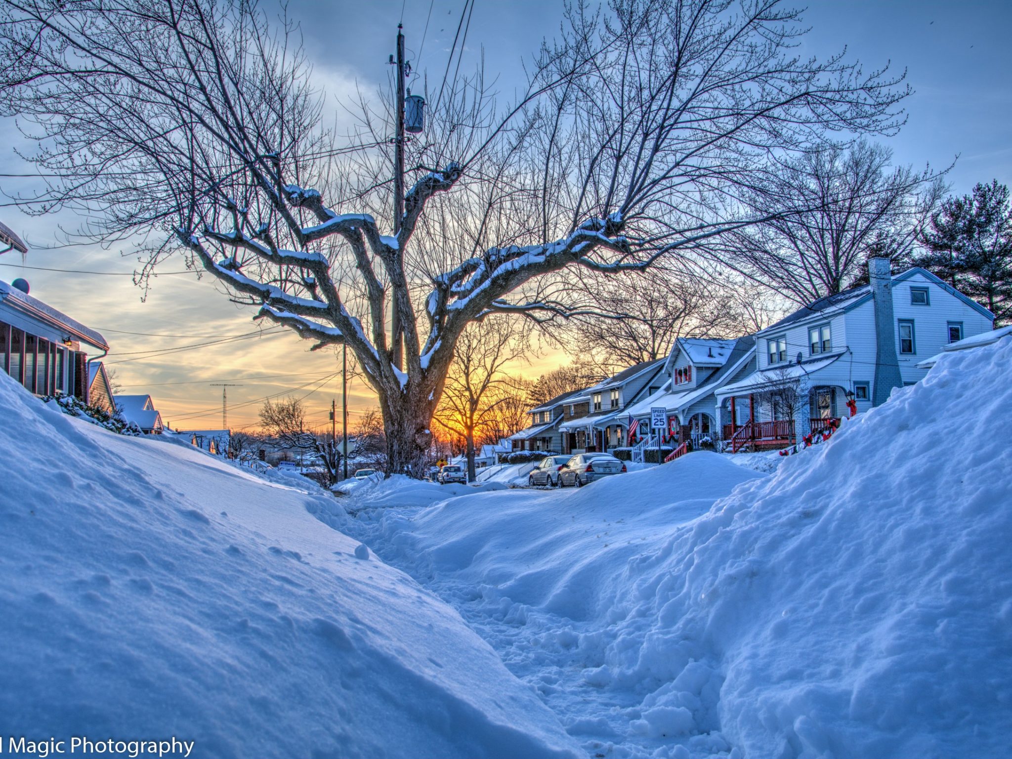 Free download wallpaper Winter, Snow, Tree, Car, House, Street, Photography on your PC desktop
