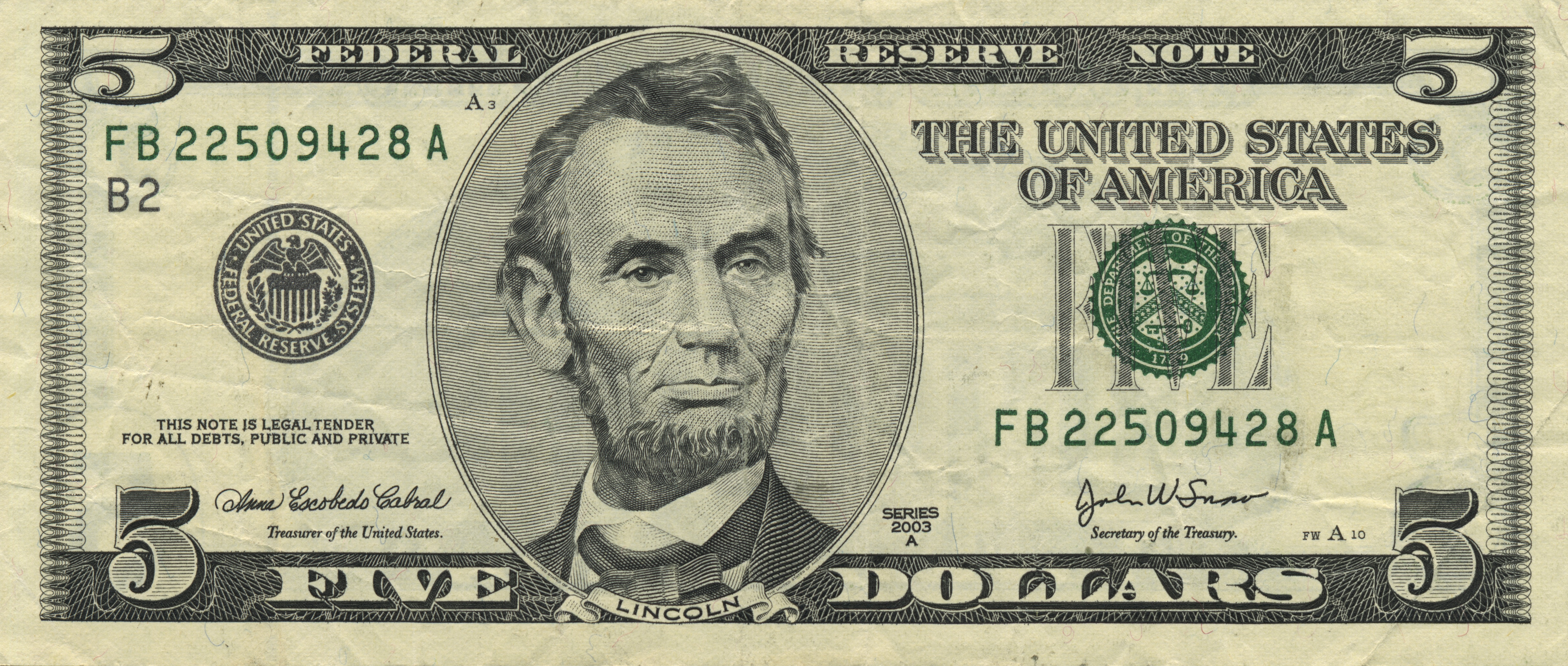 5 usa. США 5 долларов 2017. Five Dollars 2002 Series.
