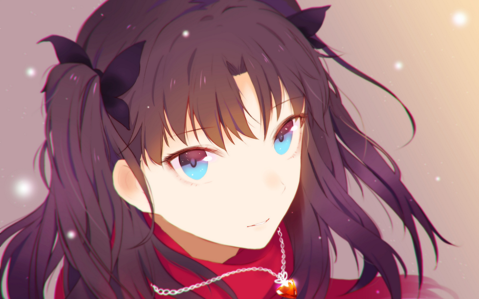 Download mobile wallpaper Anime, Blue Eyes, Necklace, Brown Hair, Fate/stay Night, Rin Tohsaka, Fate Series for free.