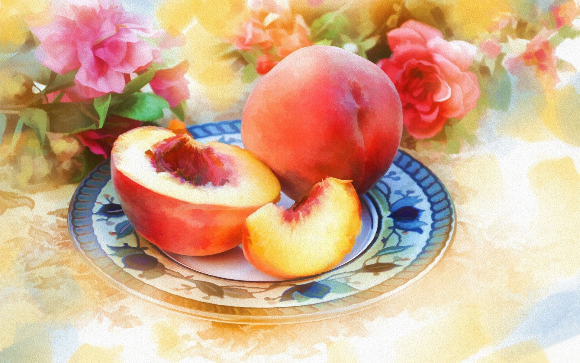 1920 x 1080 picture food, peaches