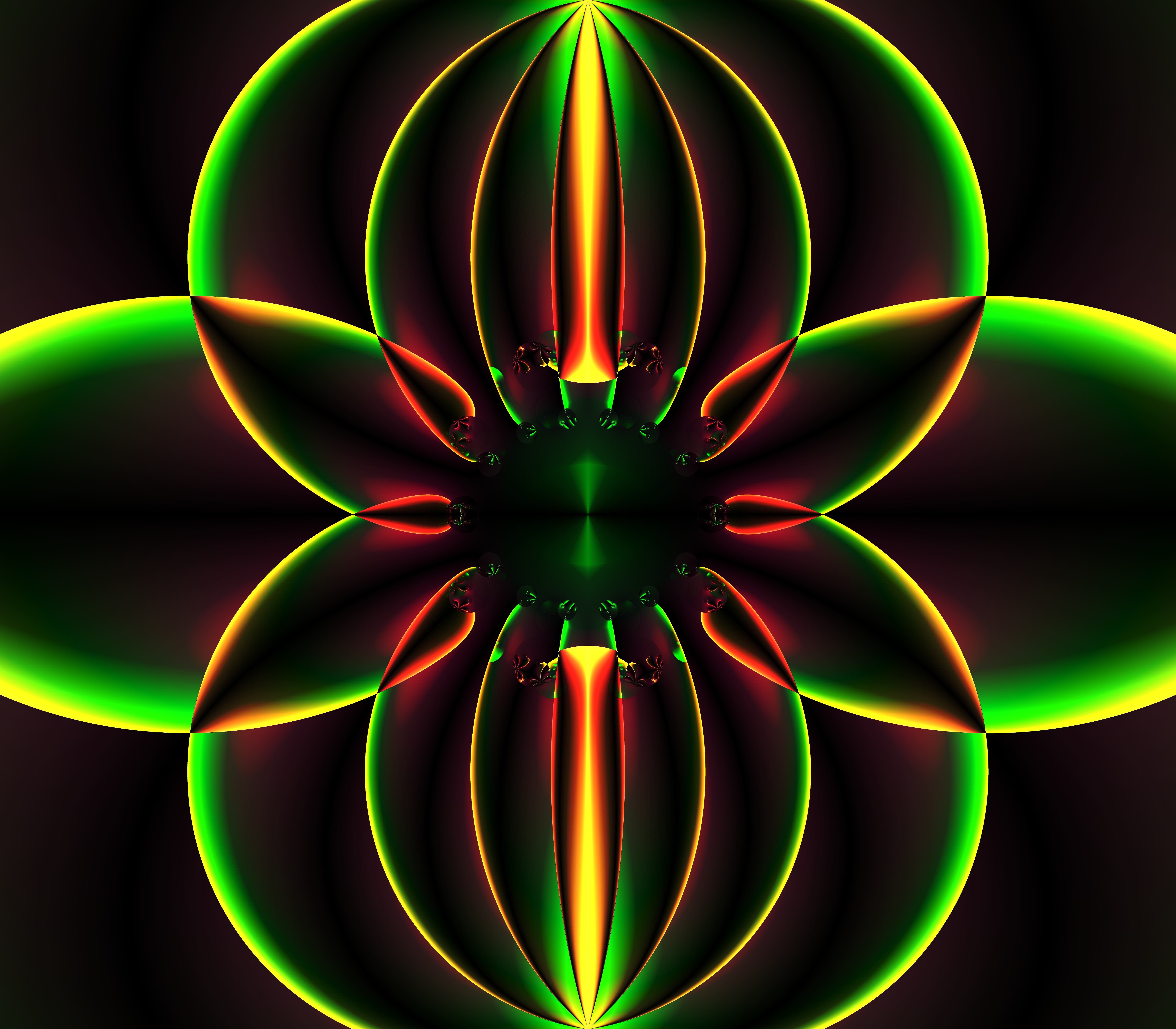Download mobile wallpaper Symmetry, Glow, Pattern, Fractal, Abstract for free.
