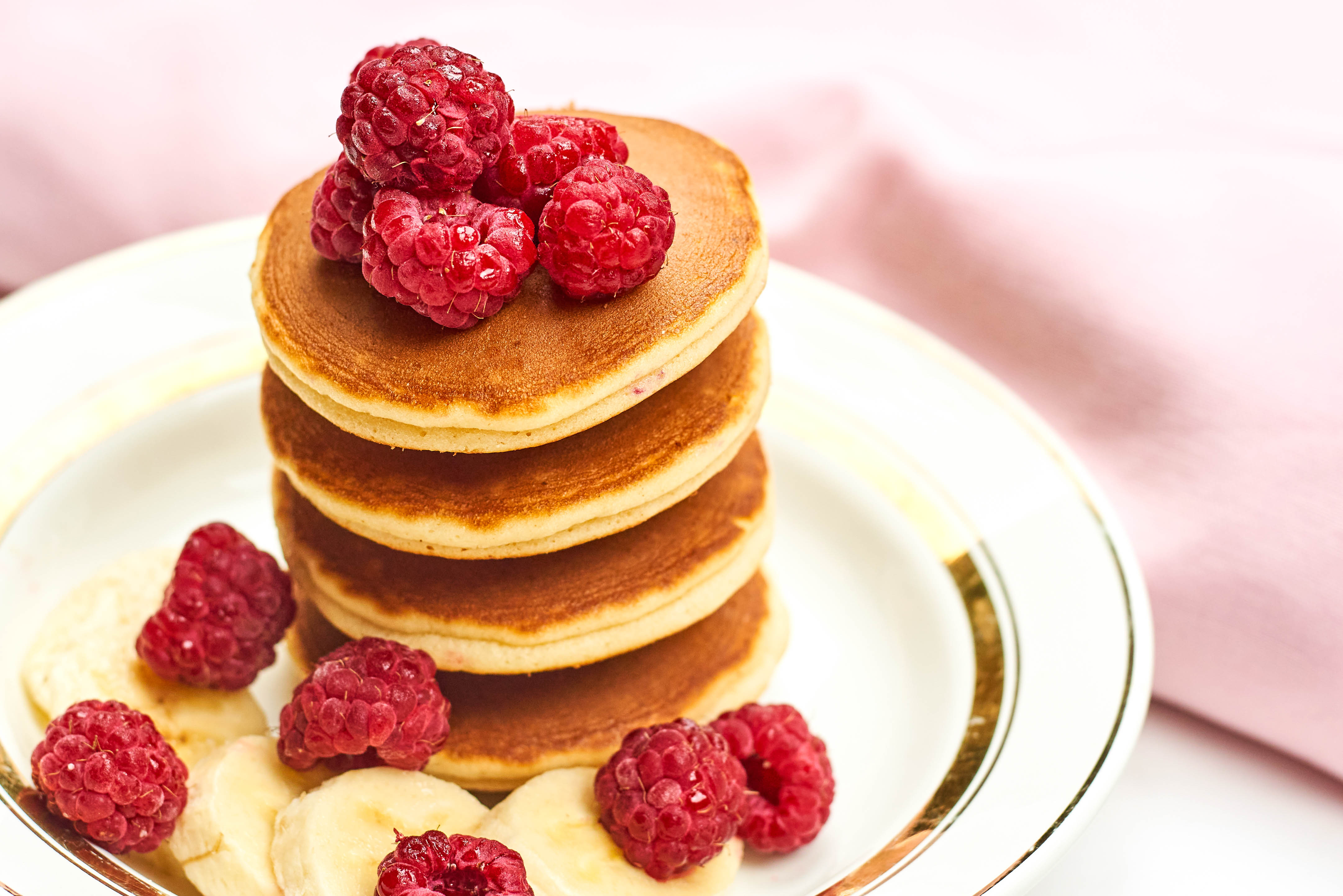 food, raspberry, desert, berries, pancakes, banana HD wallpaper