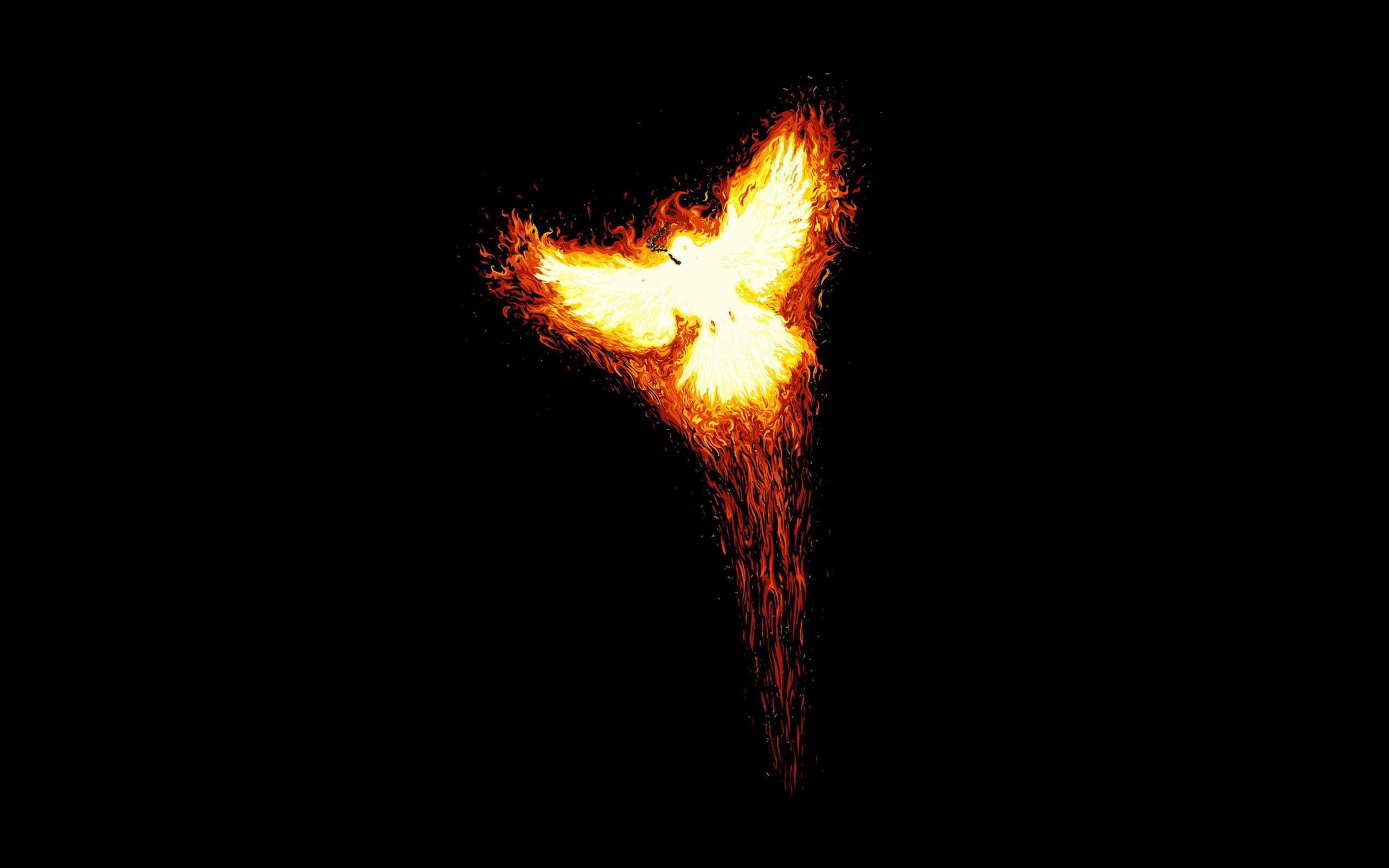 phoenix, fire, abstract, bird, minimalism, takeoff, myth