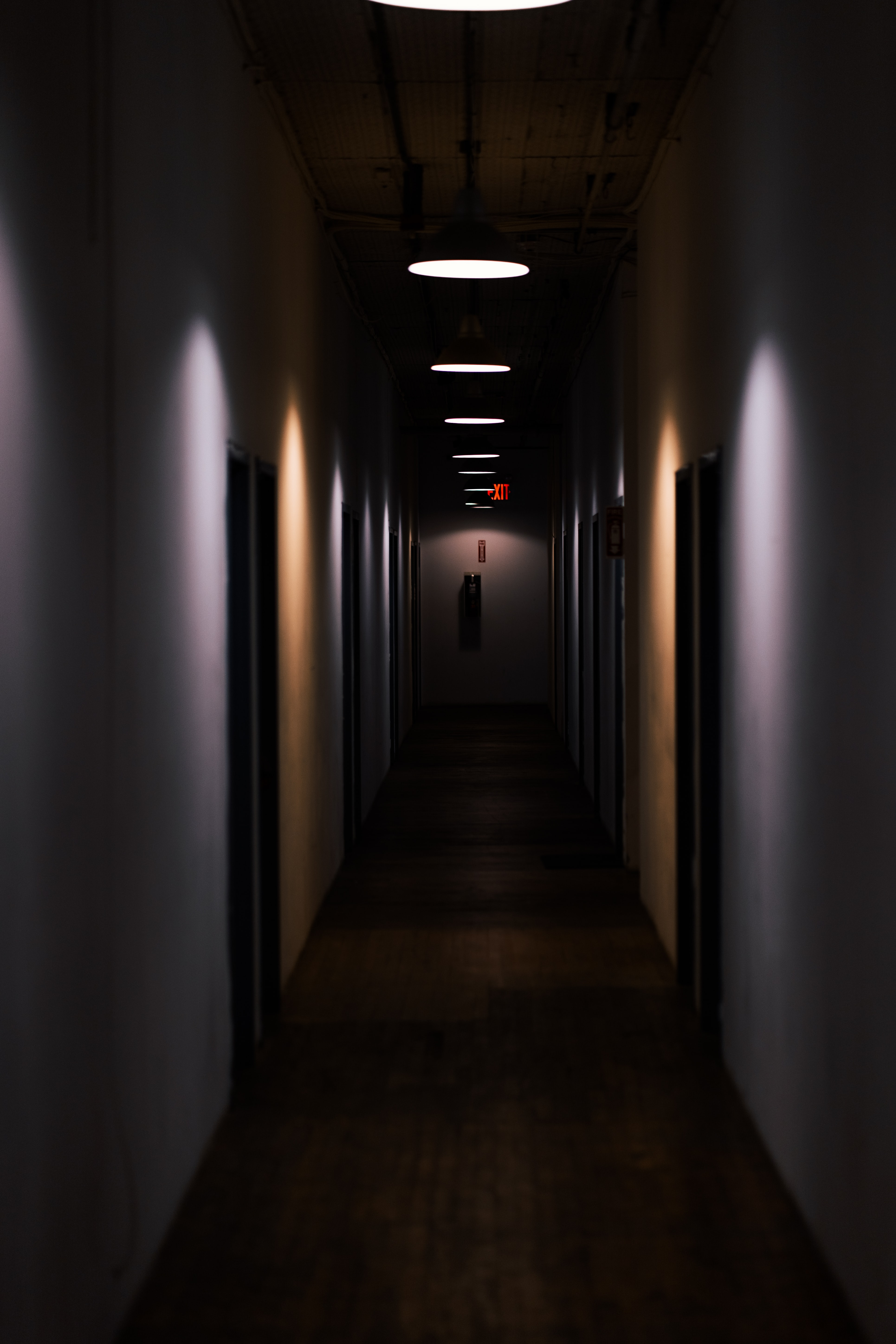 vertical wallpaper dark, glow, room, doors, door