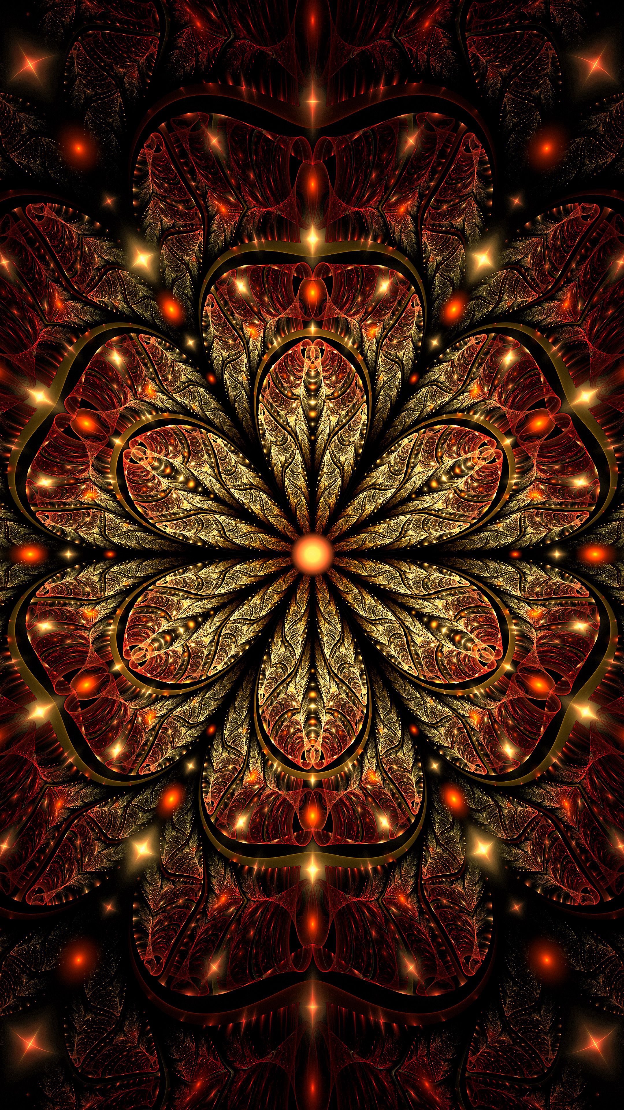 fractal, flower, brilliance, digital arts, abstract, patterns, glare, shine, digital art Full HD