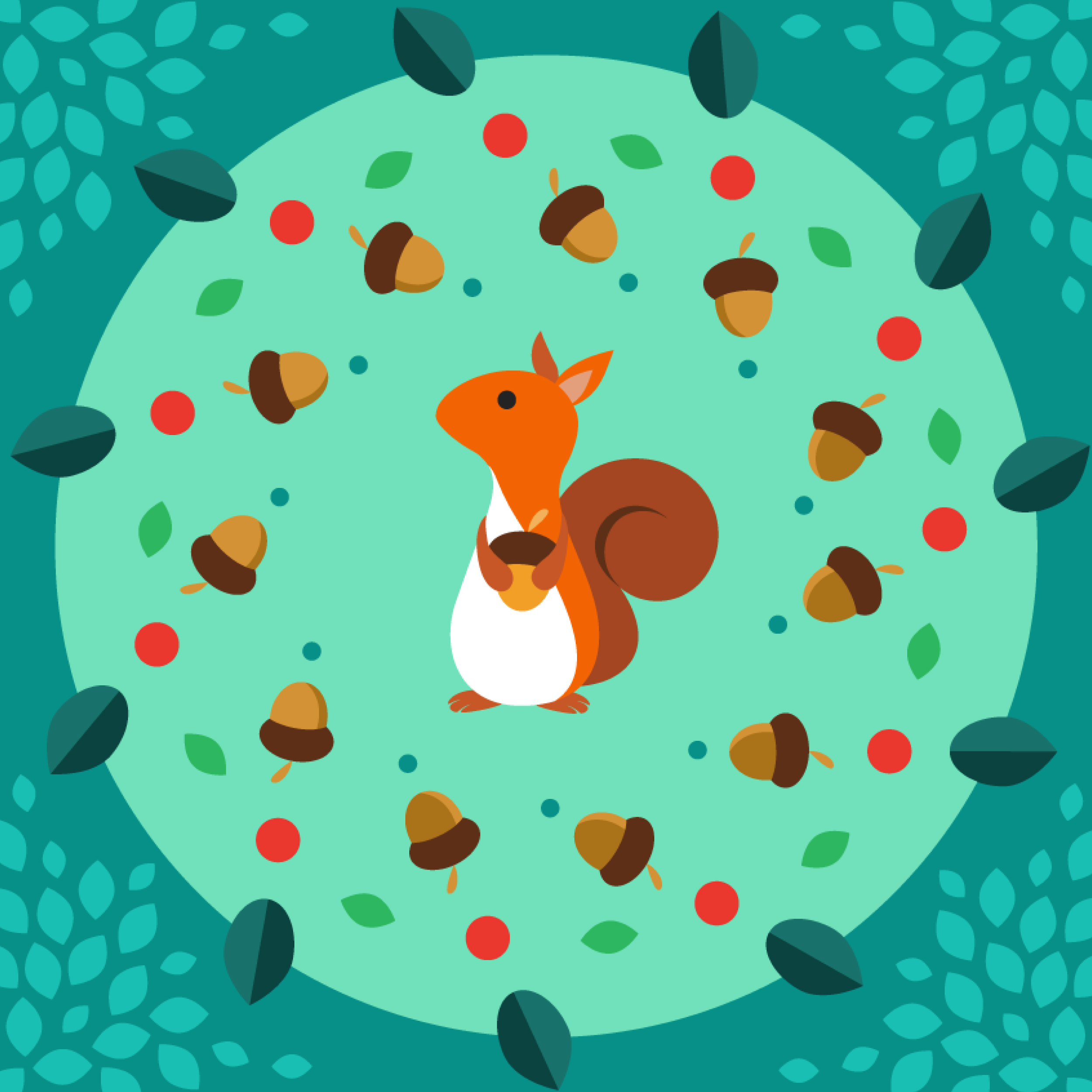 Download mobile wallpaper Acorn, Nuts, Squirrel, Art, Vector for free.