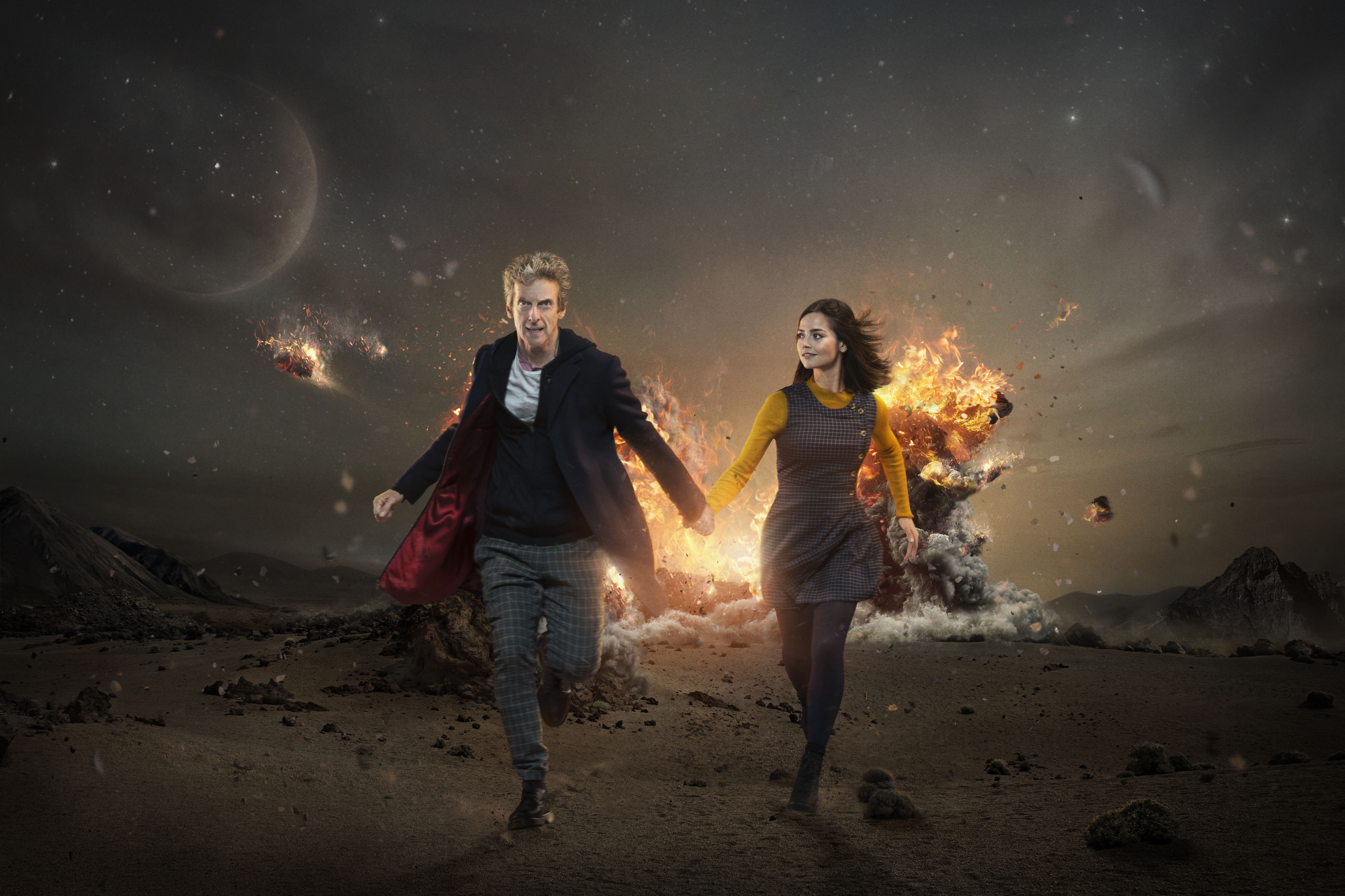 doctor who, tv show, clara oswald, jenna coleman, running, sci fi, the doctor Phone Background