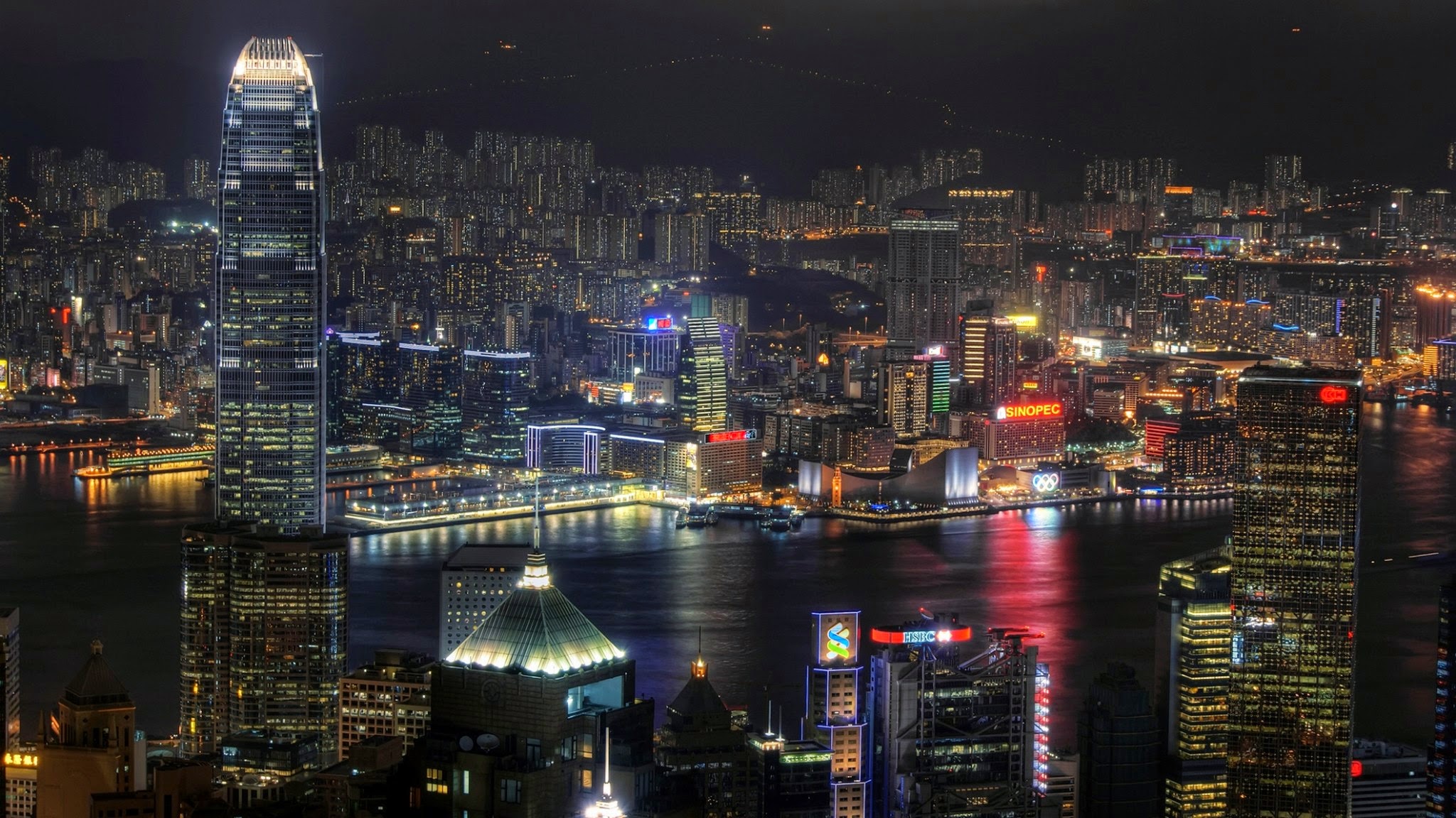 man made, hong kong, building, china, city, light, night, skyline, cities Aesthetic wallpaper