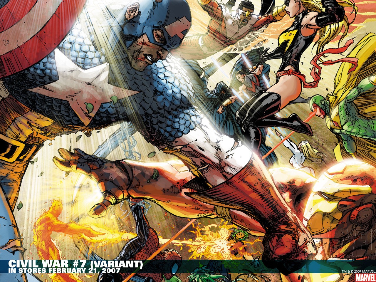 comics, civil war, captain america, carol danvers, cloak (marvel comics), falcon (marvel comics), human torch (marvel comics), johnny storm, ms marvel, spider man, vision (marvel comics), wonder man