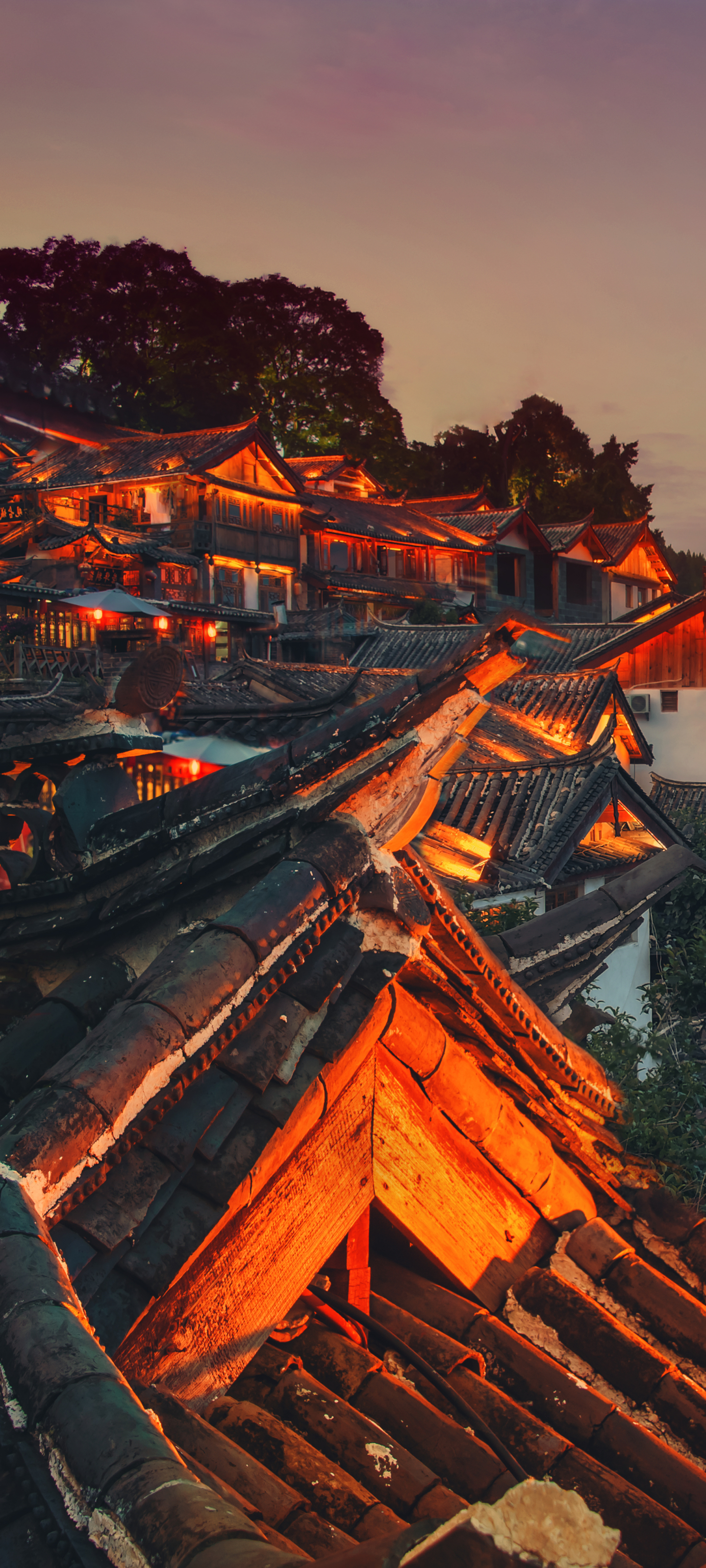 china, man made, lijiang, yunnan, roof, night, village, cities HD wallpaper