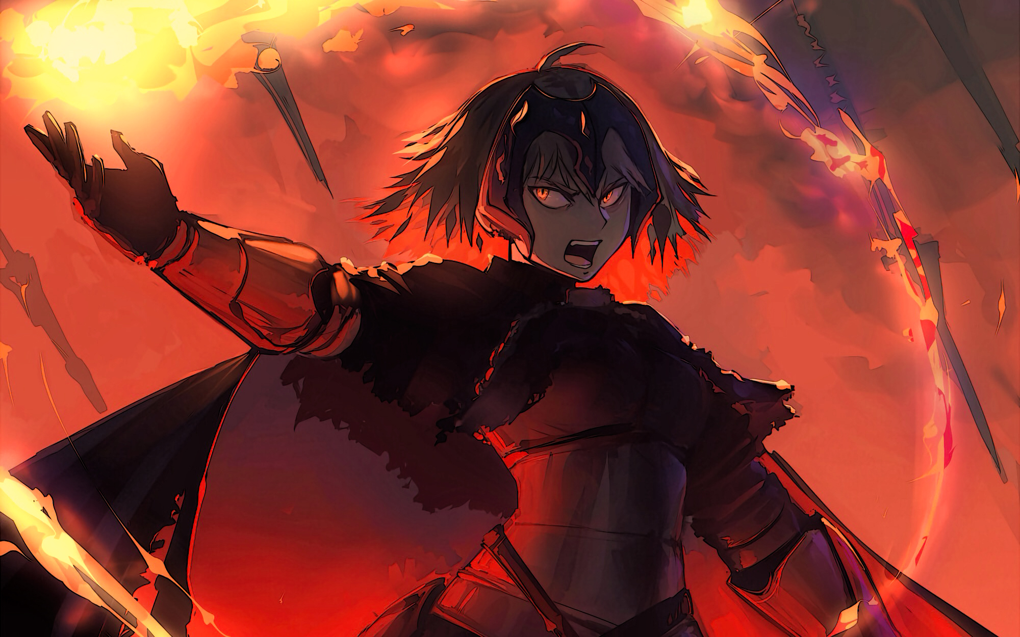 Free download wallpaper Anime, Fire, Short Hair, Fate/grand Order, Jeanne D'arc Alter, Avenger (Fate/grand Order), Fate Series on your PC desktop