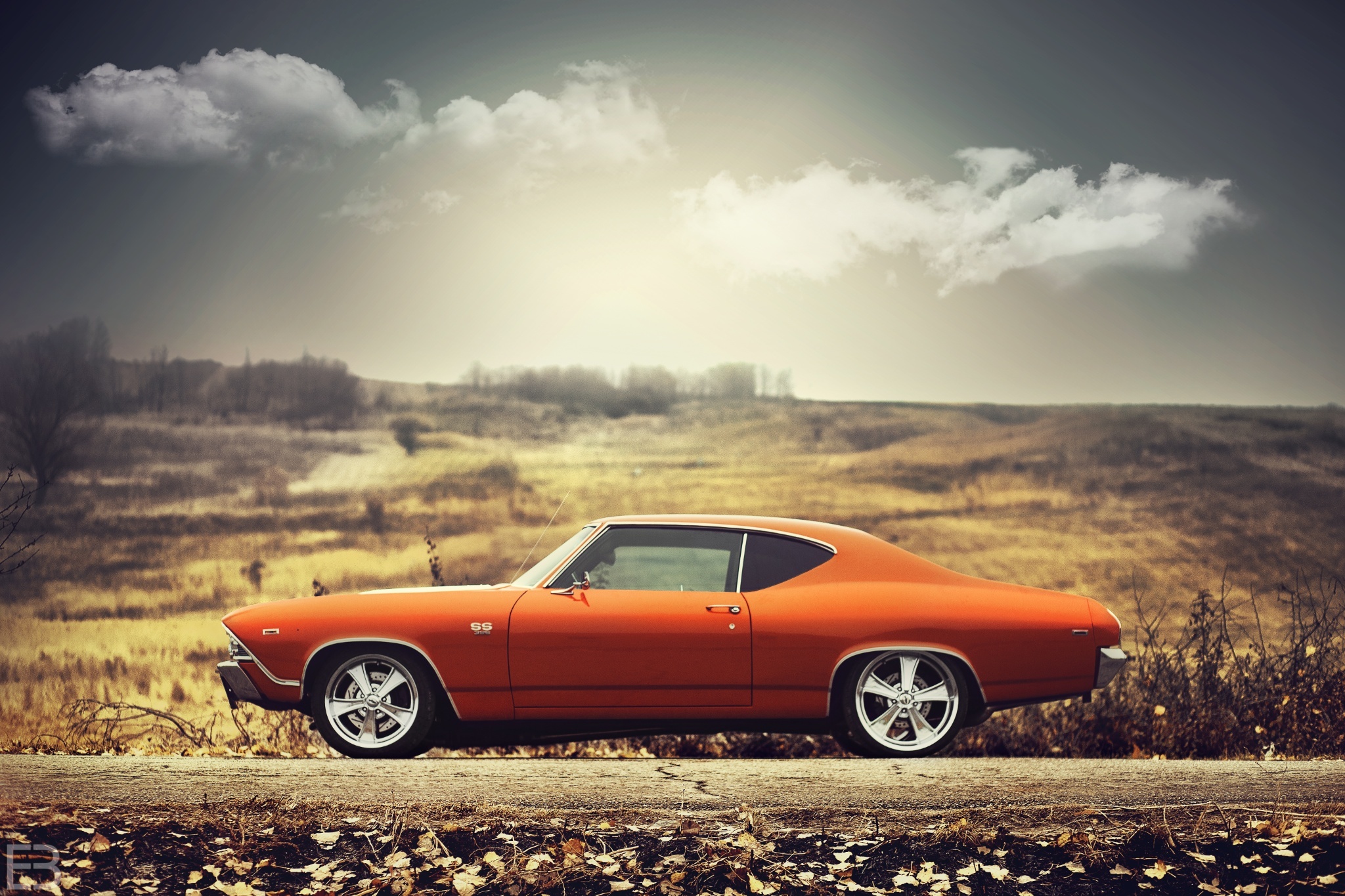 muscle car, vehicles, chevrolet chevelle ss, chevrolet chevelle, chevrolet, orange car Aesthetic wallpaper