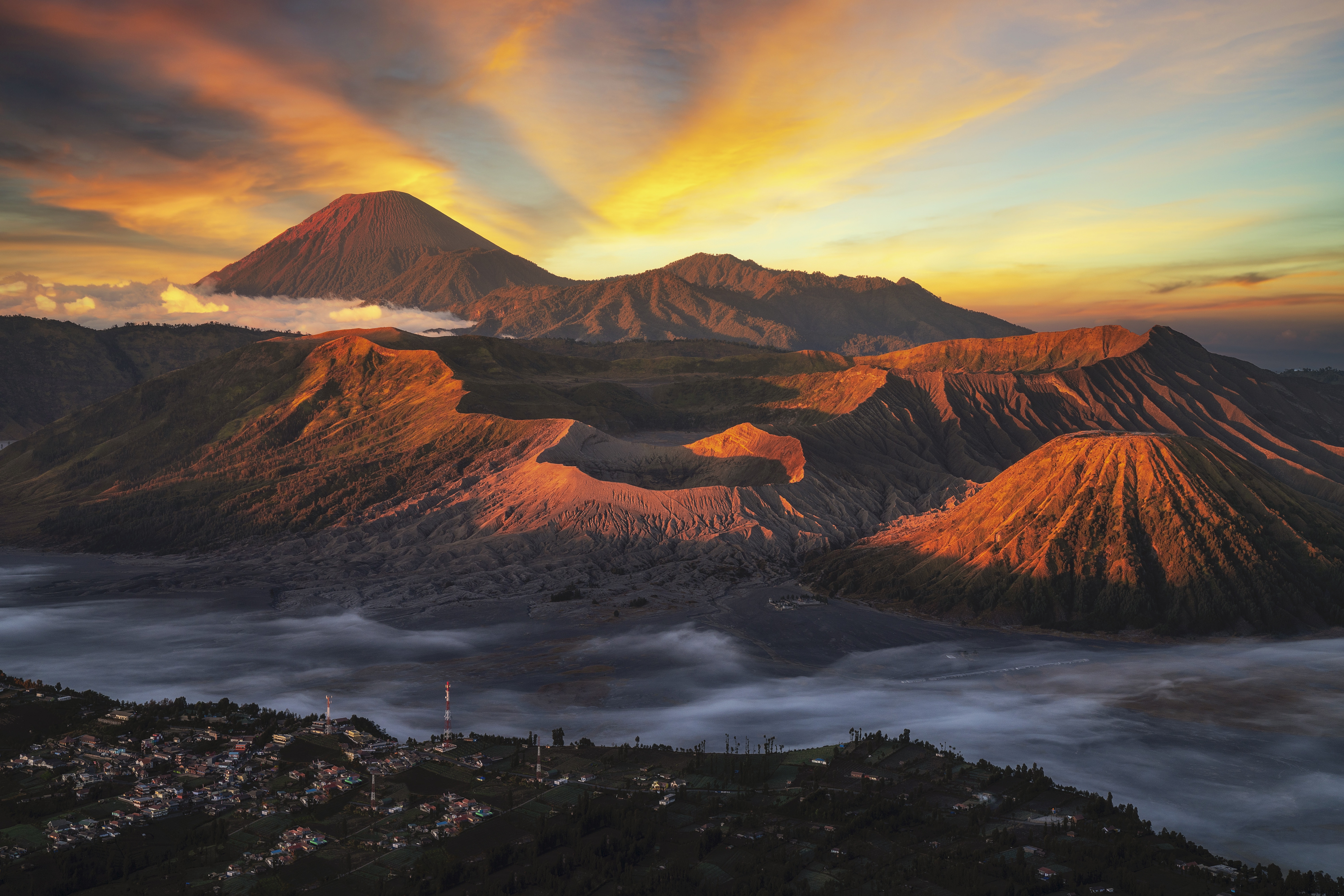 android mount bromo, indonesia, earth, mountain, sunset, volcano, volcanoes