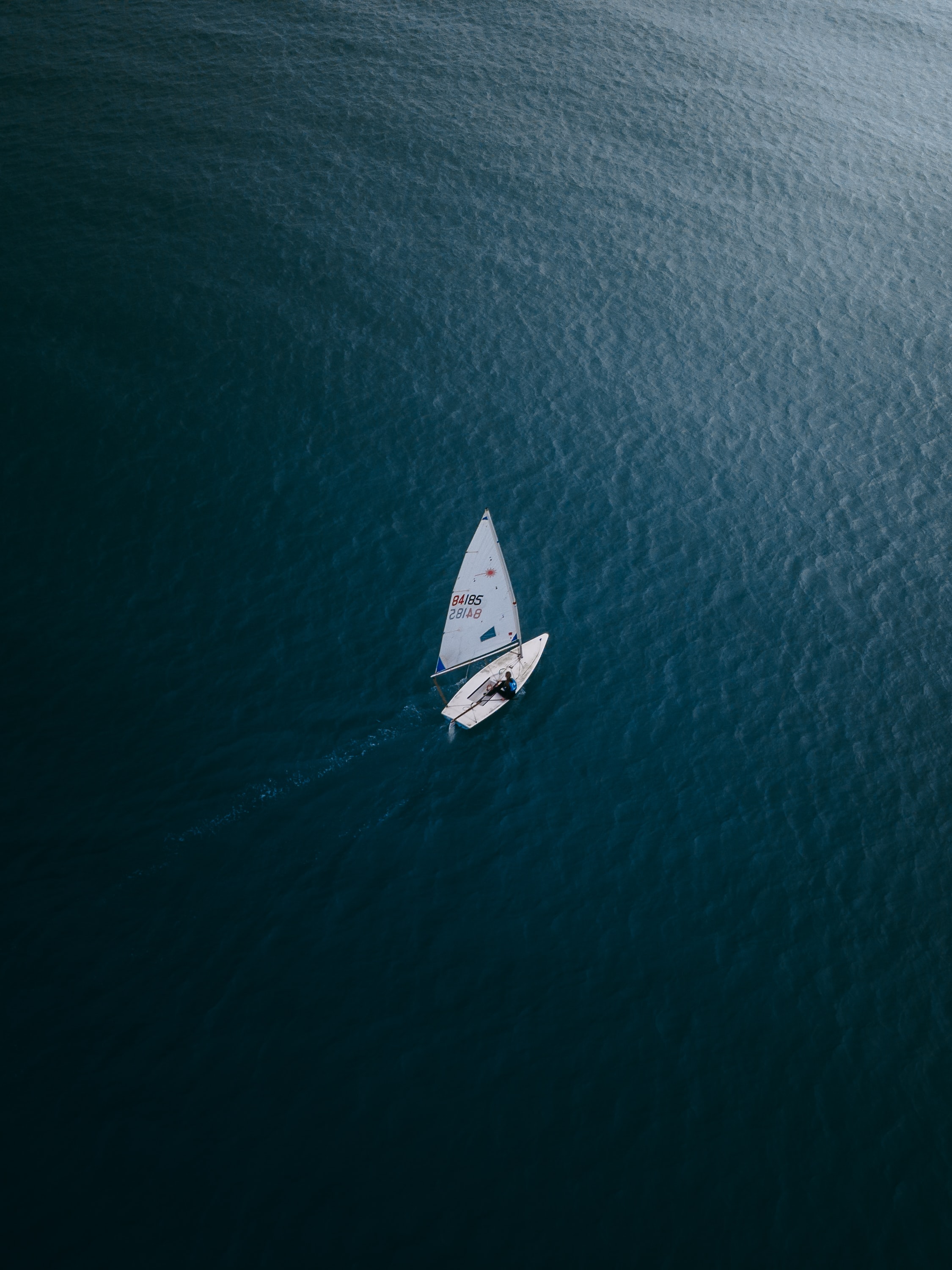 sea, boat, loneliness, water, view from above, miscellanea, miscellaneous Full HD