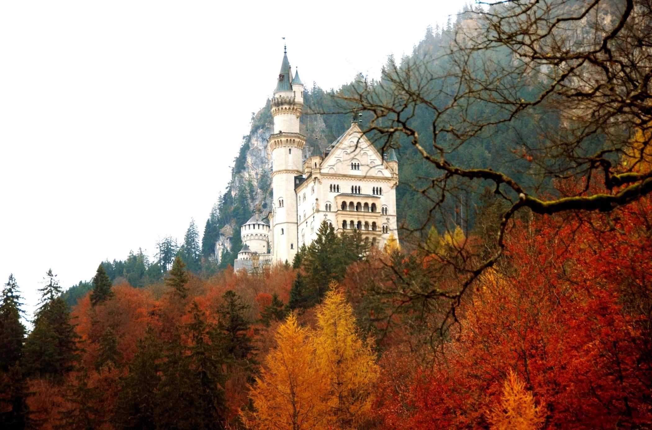 man made, neuschwanstein castle, bavaria, fall, germany, castles