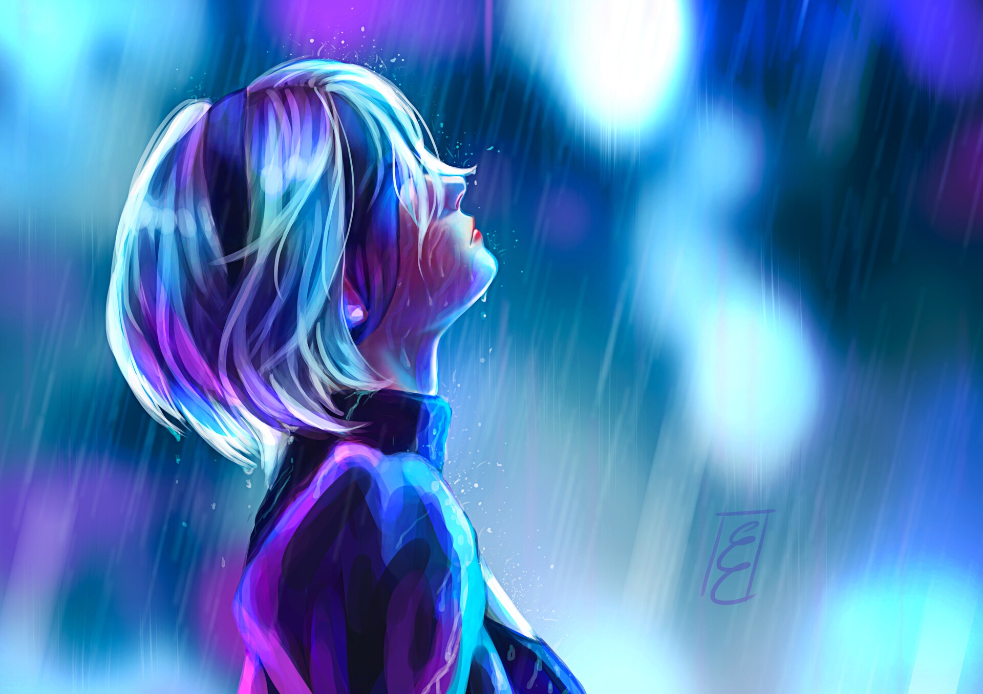 nier: automata, rain, video game, profile HD wallpaper