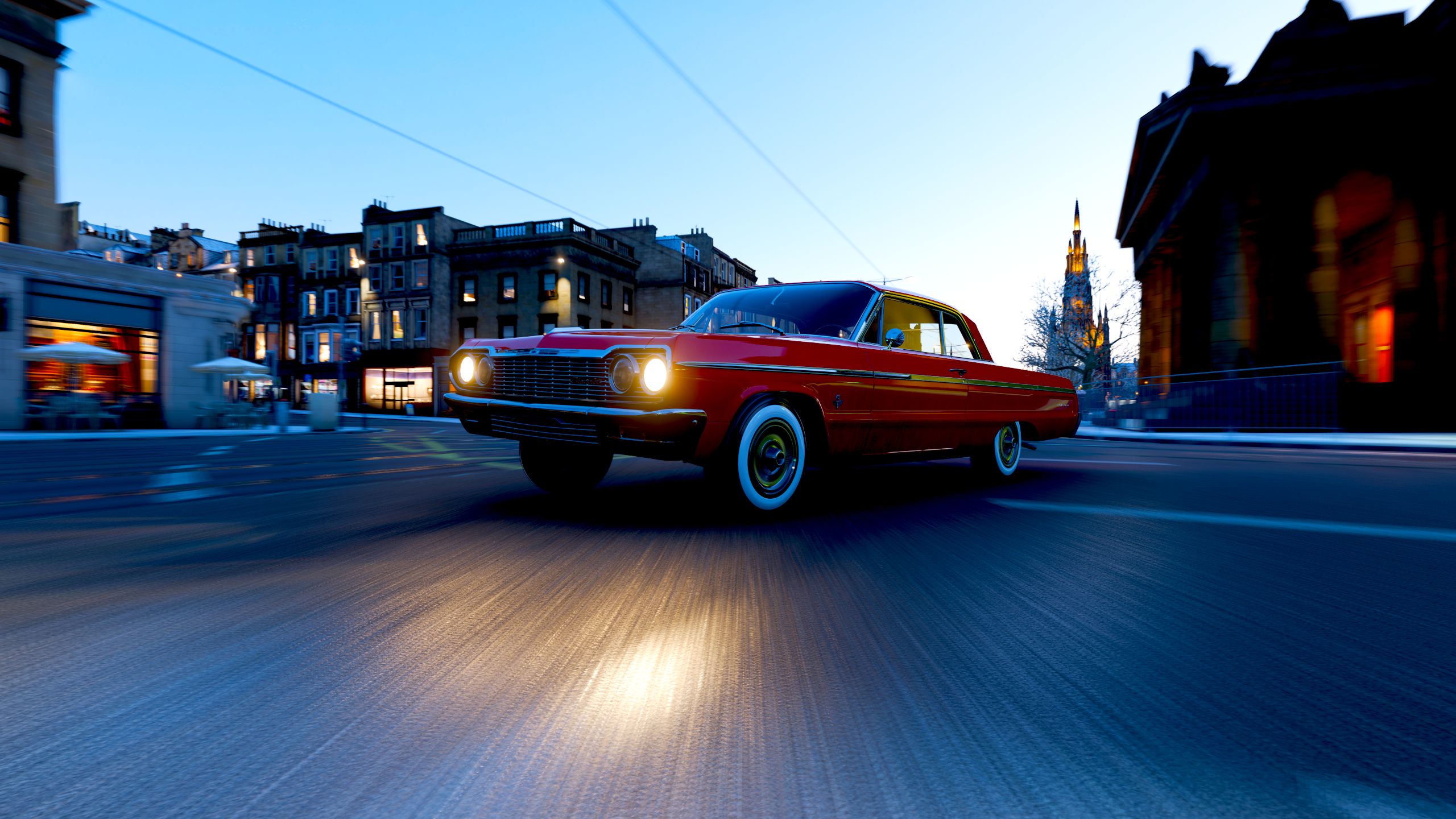 chevrolet impala, video game, forza horizon 4, car, sunrise, vehicle, forza